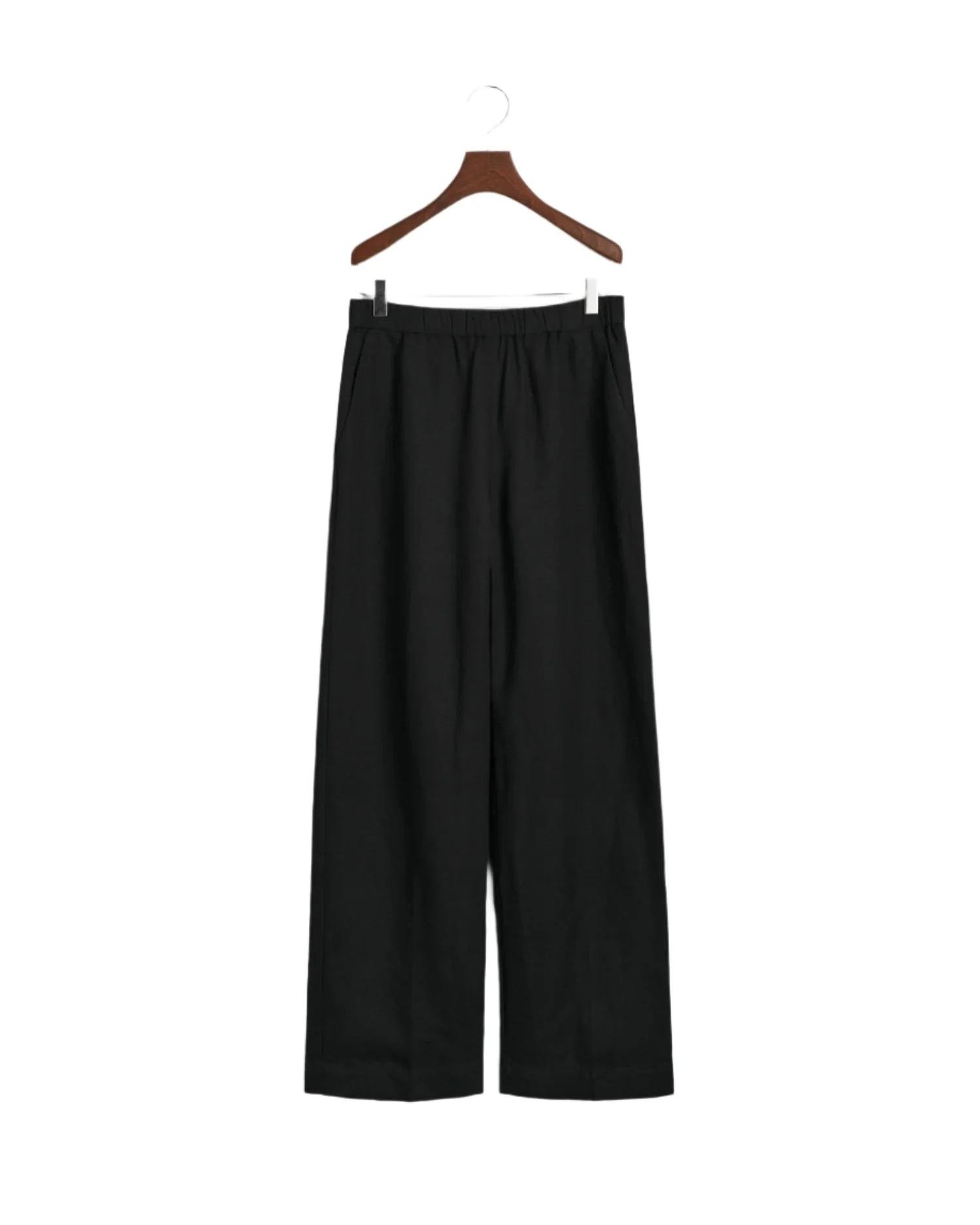 Relaxed Fit Linen Blend Pull-On Pants Black