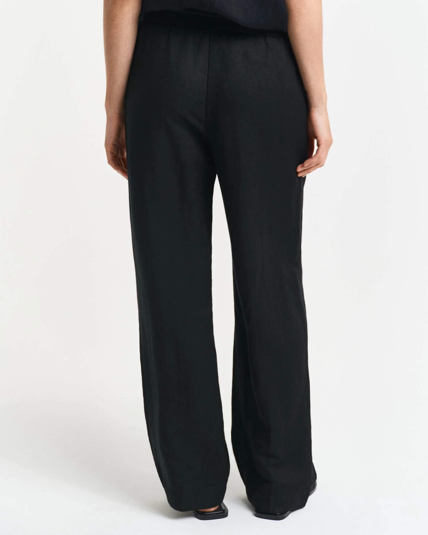 Relaxed Fit Linen Blend Pull-On Pants Black - Image 4