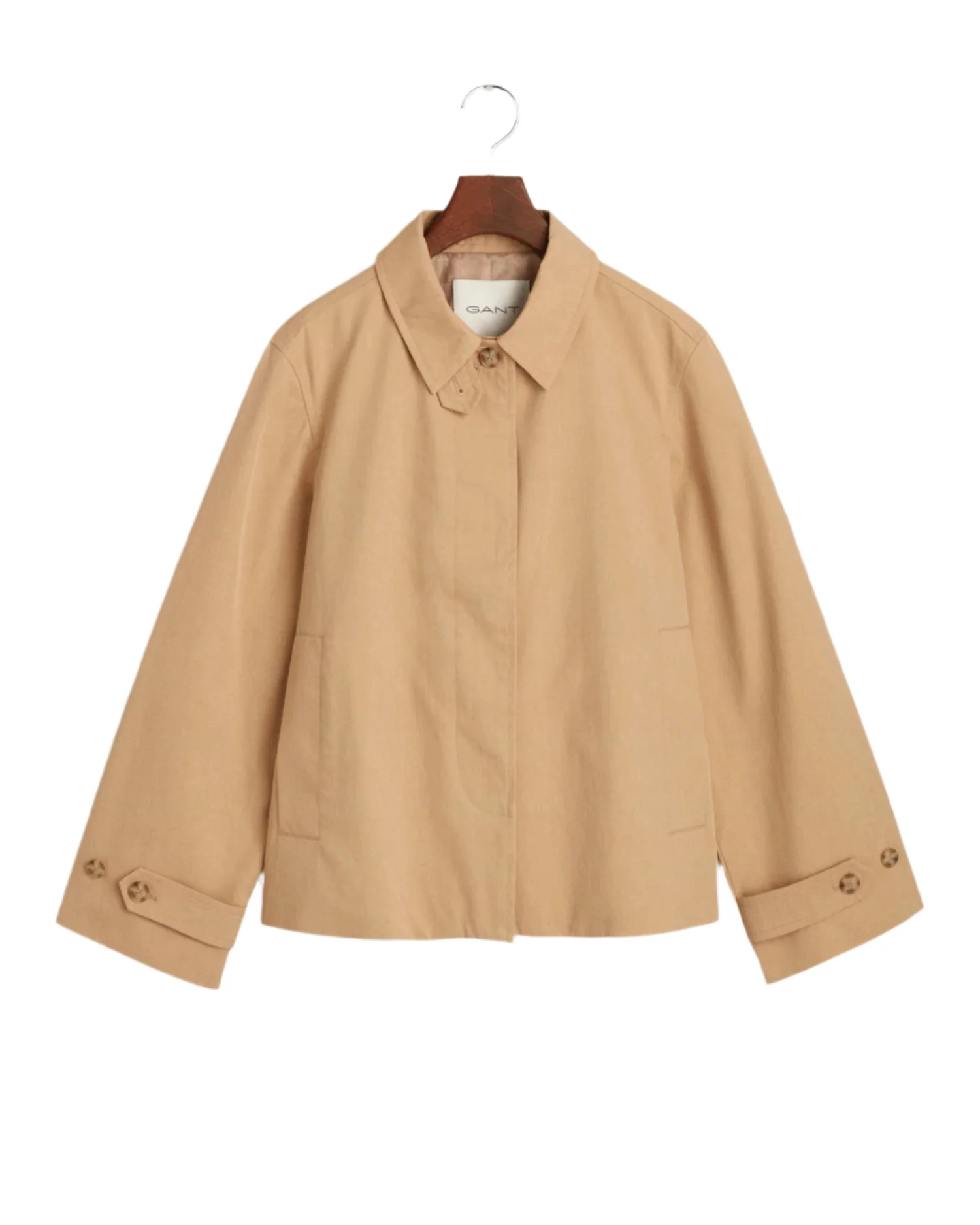 Short Cotton Car Coat Oak Beige