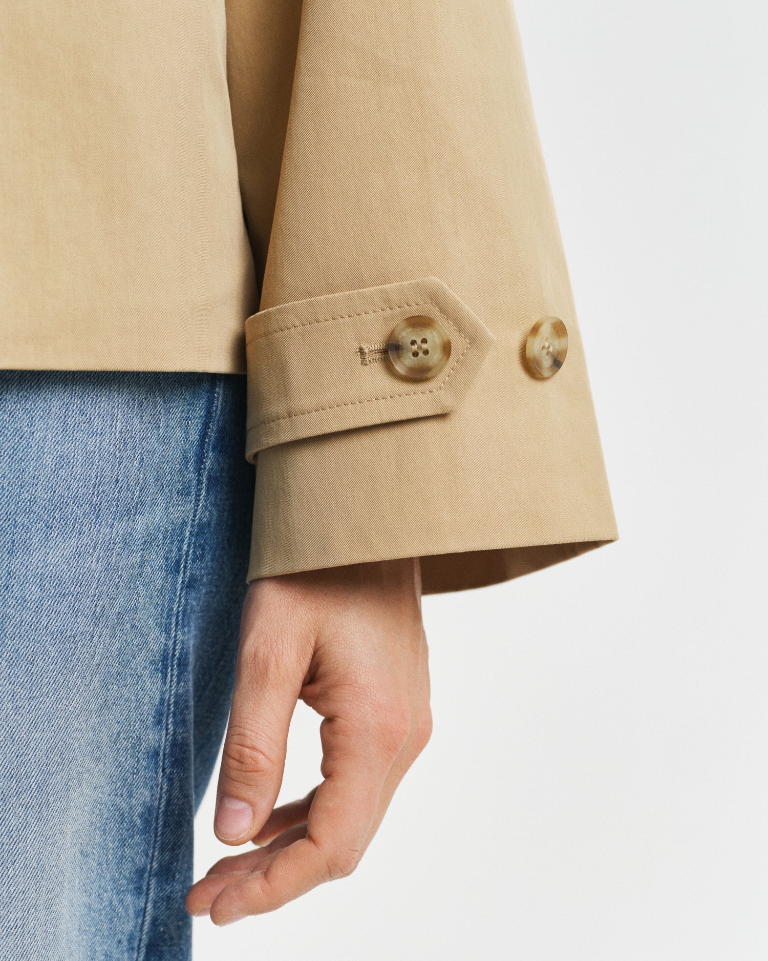 Short Cotton Car Coat Oak Beige - Image 4