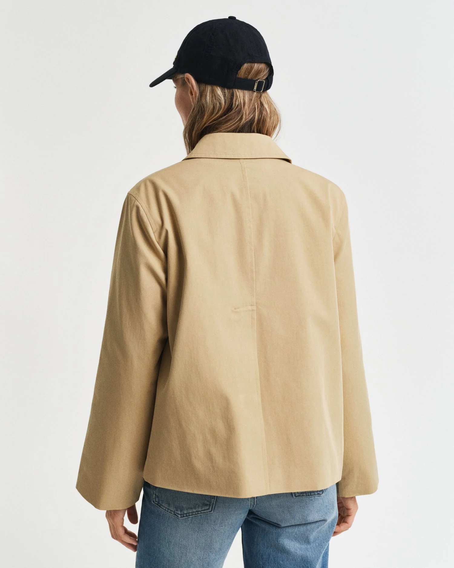 Short Cotton Car Coat Oak Beige - Image 5