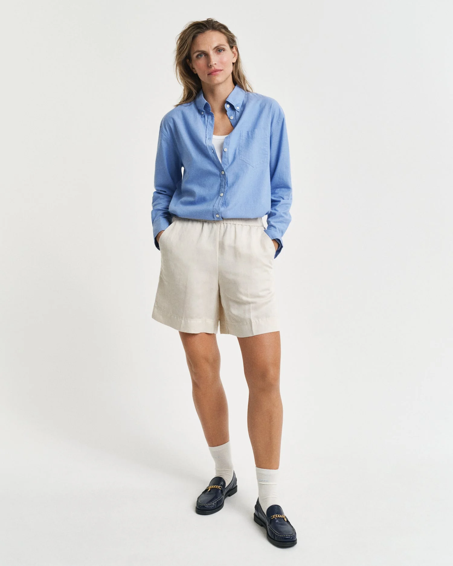 Relaxed Fit Linen Blend Pull-On Shorts Putty - Image 2
