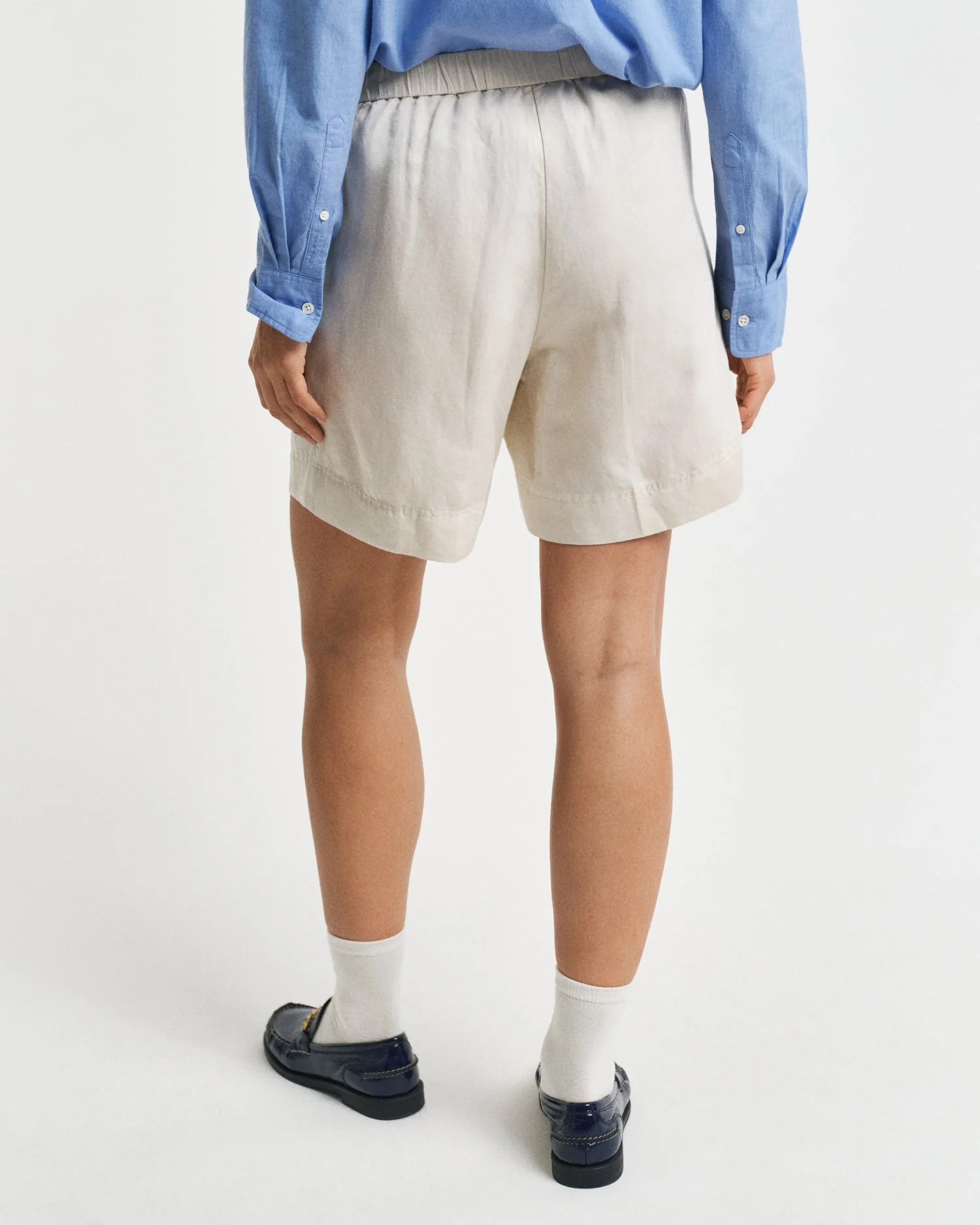 Relaxed Fit Linen Blend Pull-On Shorts Putty - Image 4