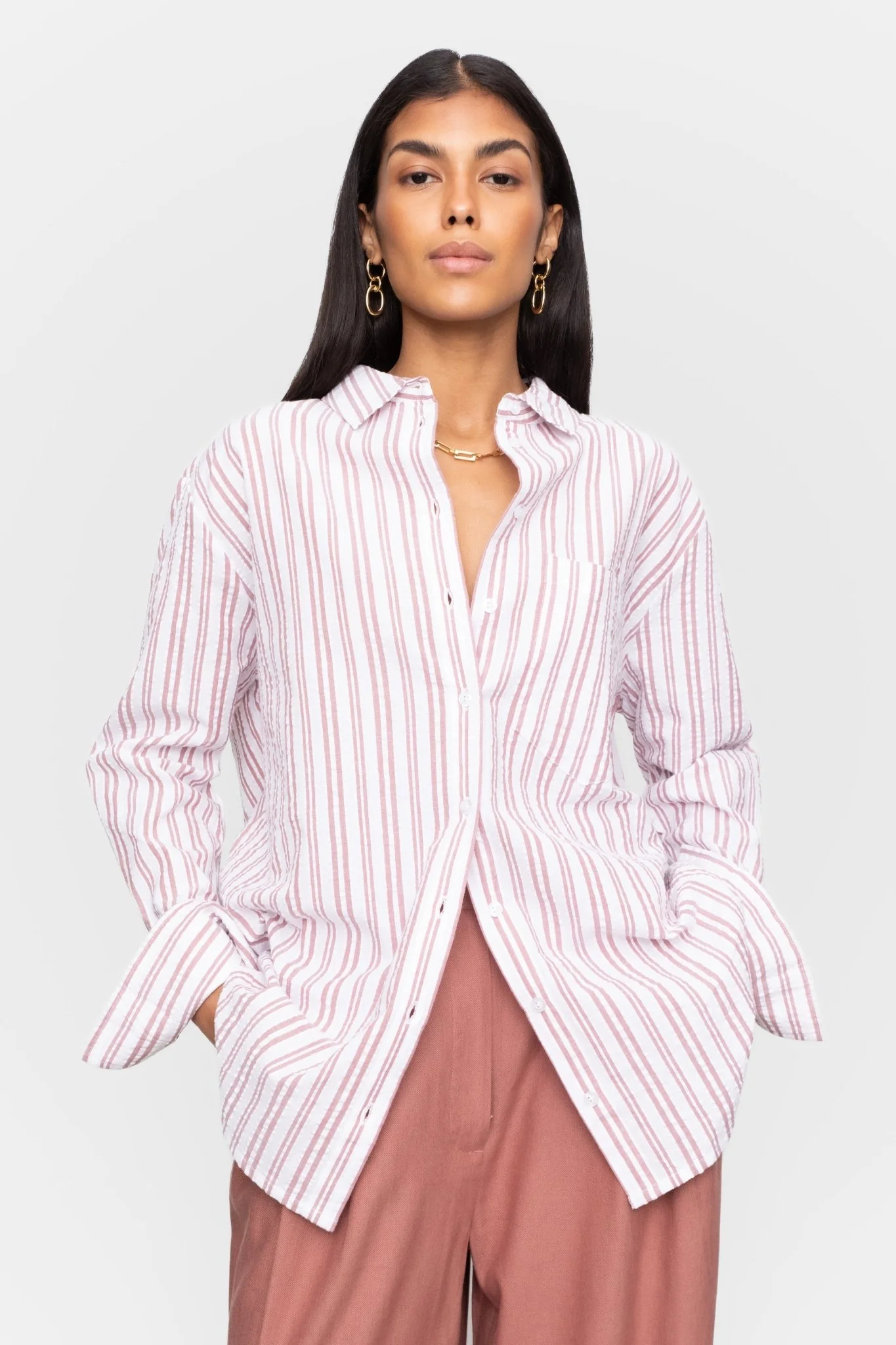 Bibi Crepe Shirt Terracotta - Image 12