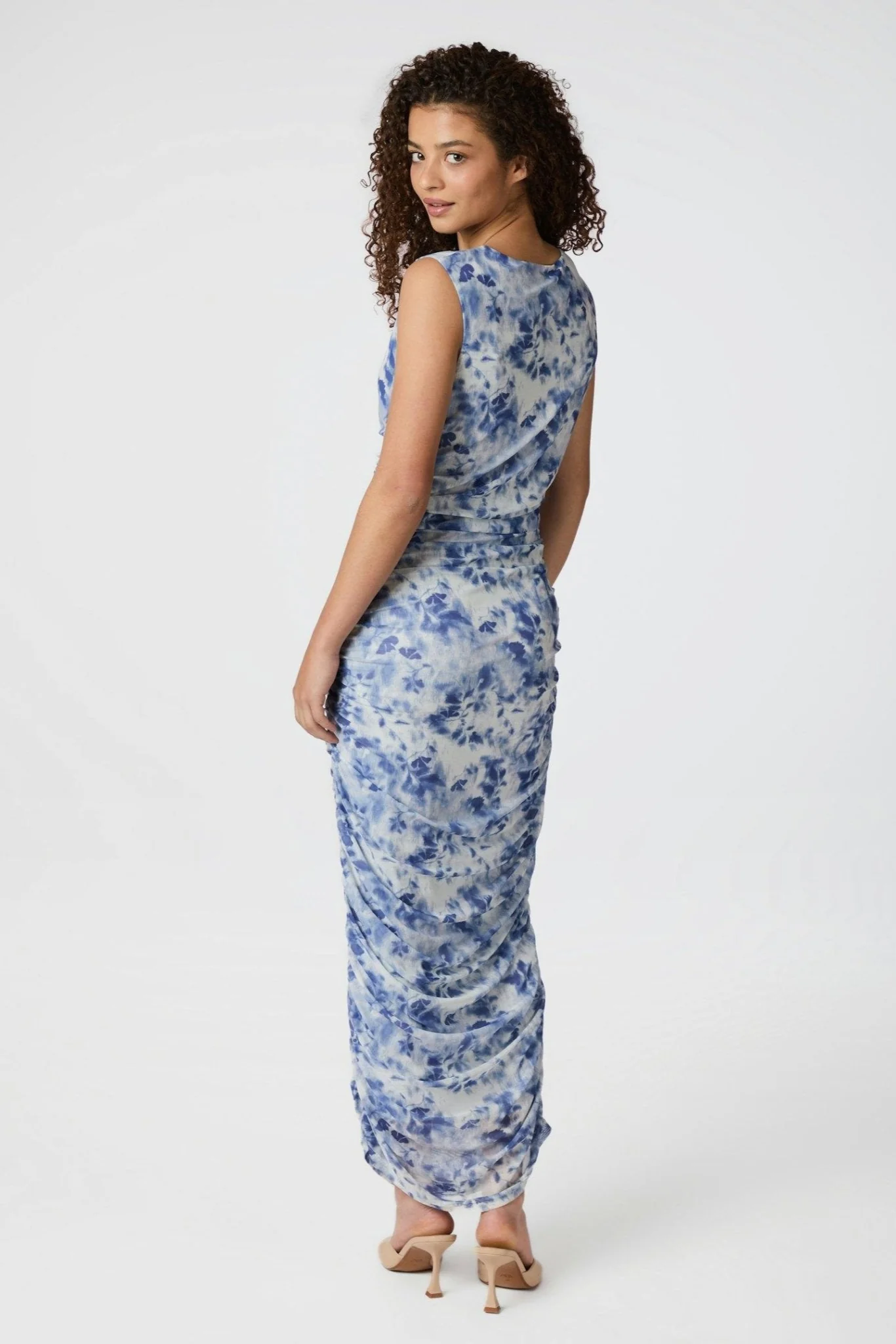 Corilina Long Mesh Dress Light Blue - Image 10