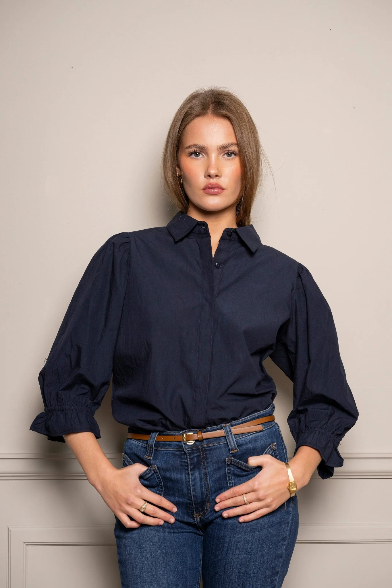 Amy Shirt Marine Poplin - Image 2