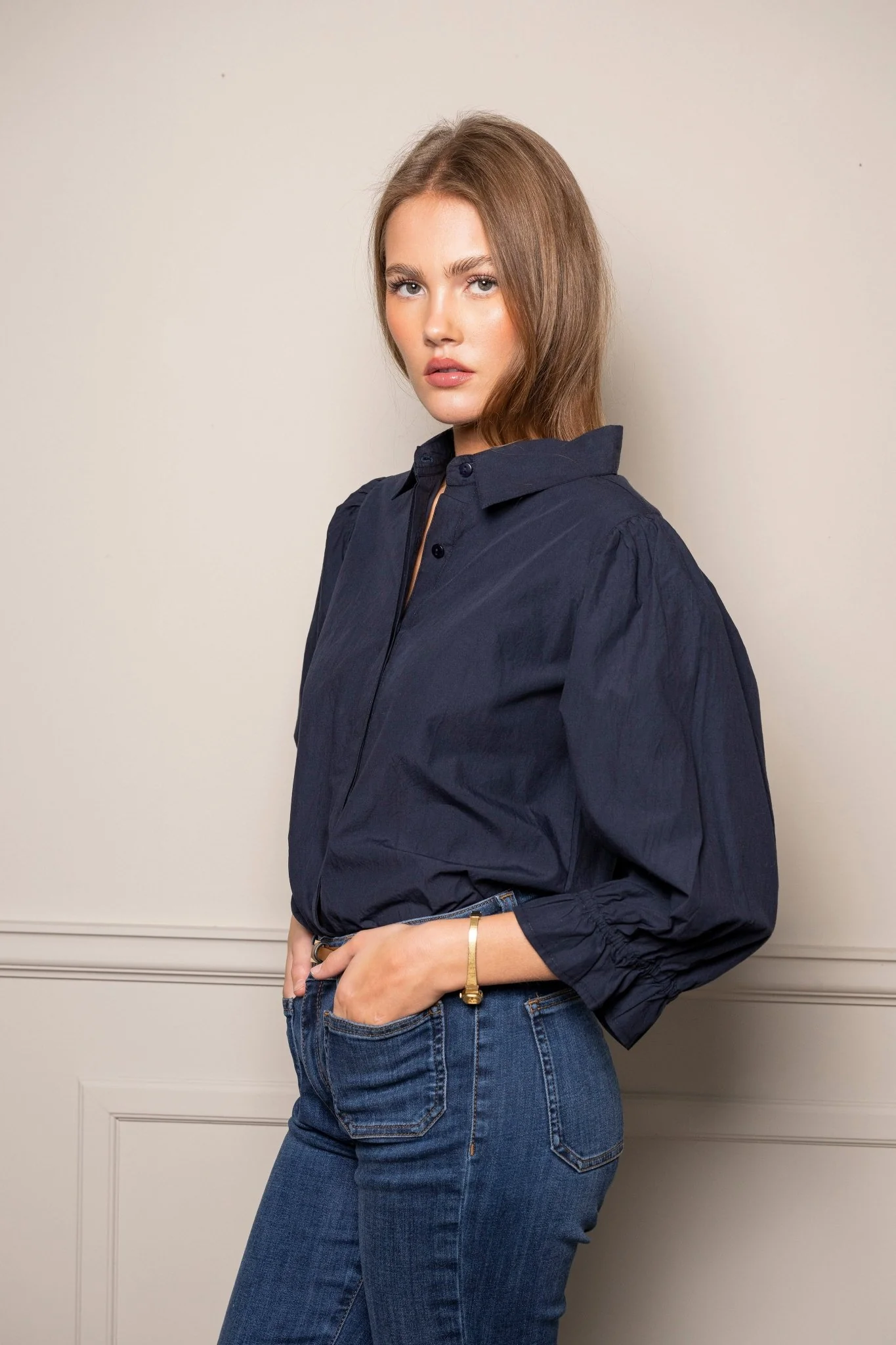 Amy Shirt Marine Poplin - Image 3