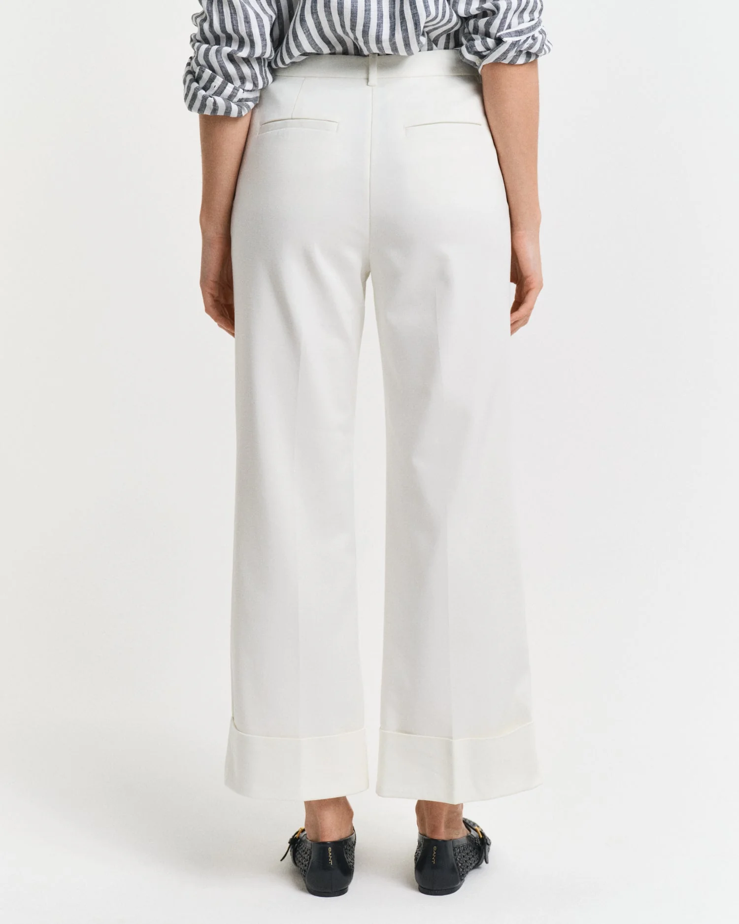 Creased Turn-Up Pants Eggshell - Image 5
