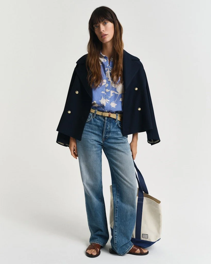 Regular Fit Floral Print Linen Shirt Perfect Blue - Image 3