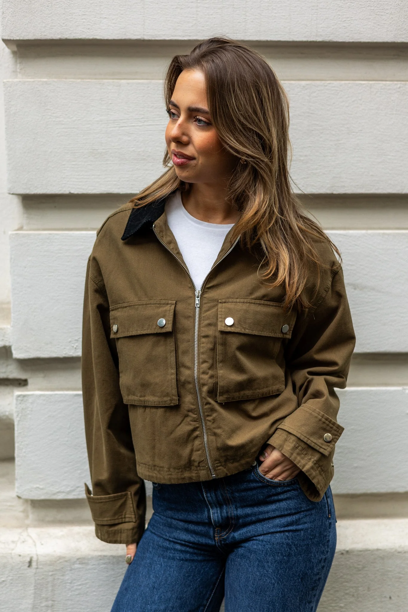 Rivera Canvas Boxy Jacket Army - Image 5