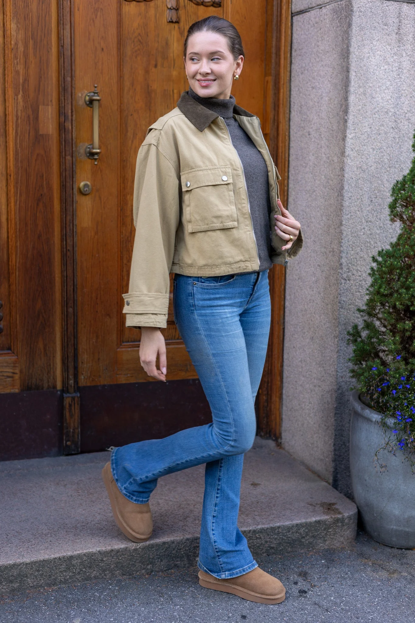 Rivera Canvas Boxy Jacket Sand - Image 5