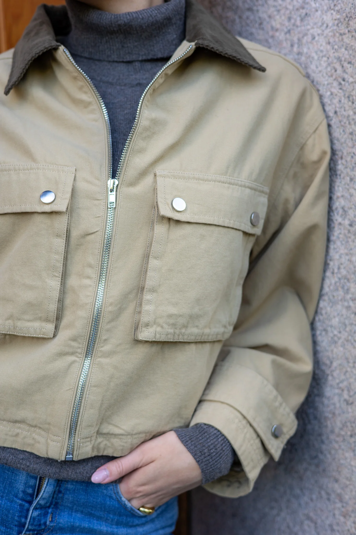 Rivera Canvas Boxy Jacket Sand - Image 7