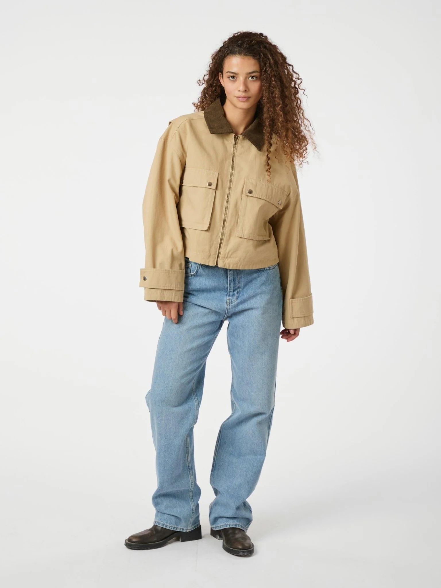 Rivera Canvas Boxy Jacket Sand - Image 9