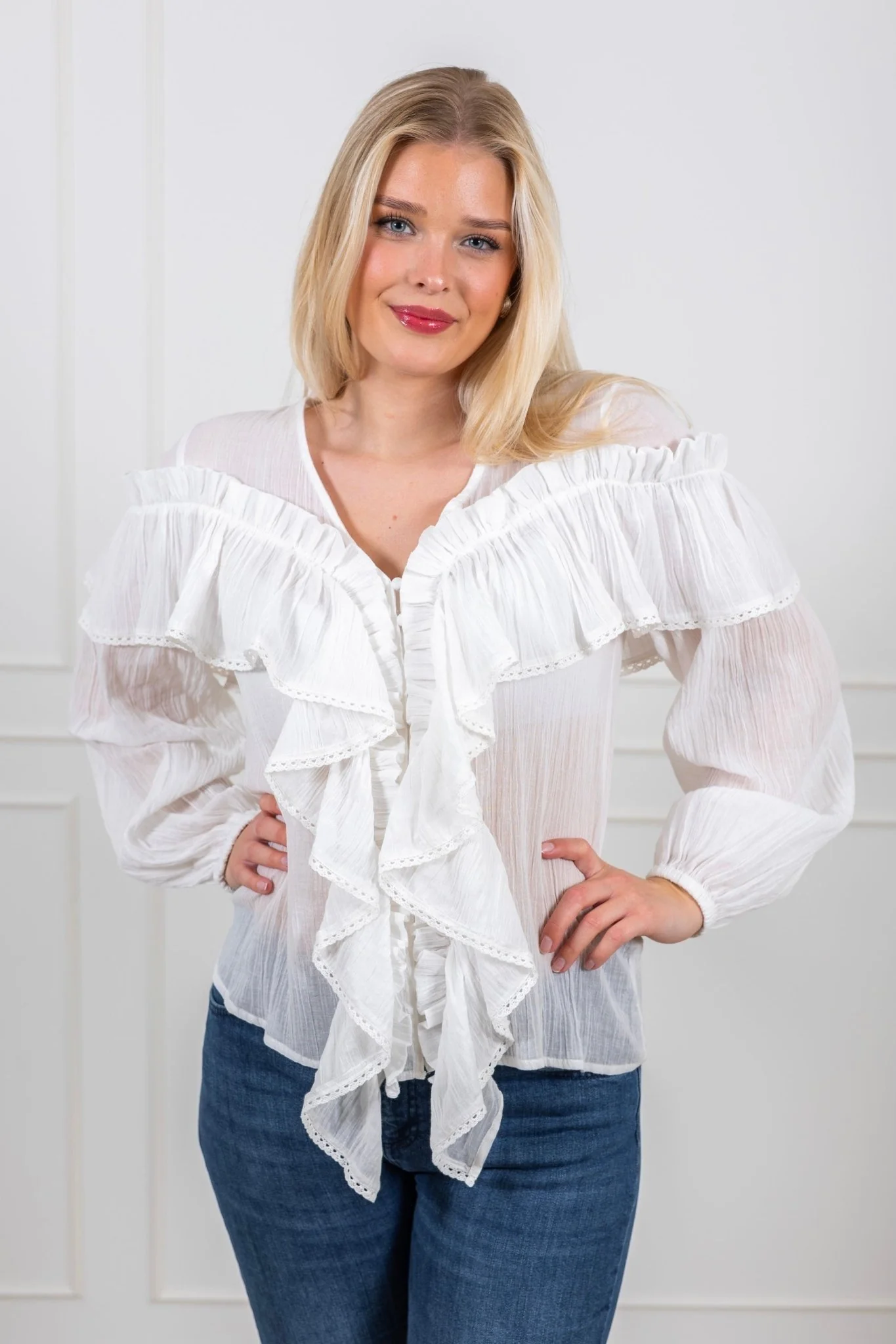 Frill Blouse White - Image 4