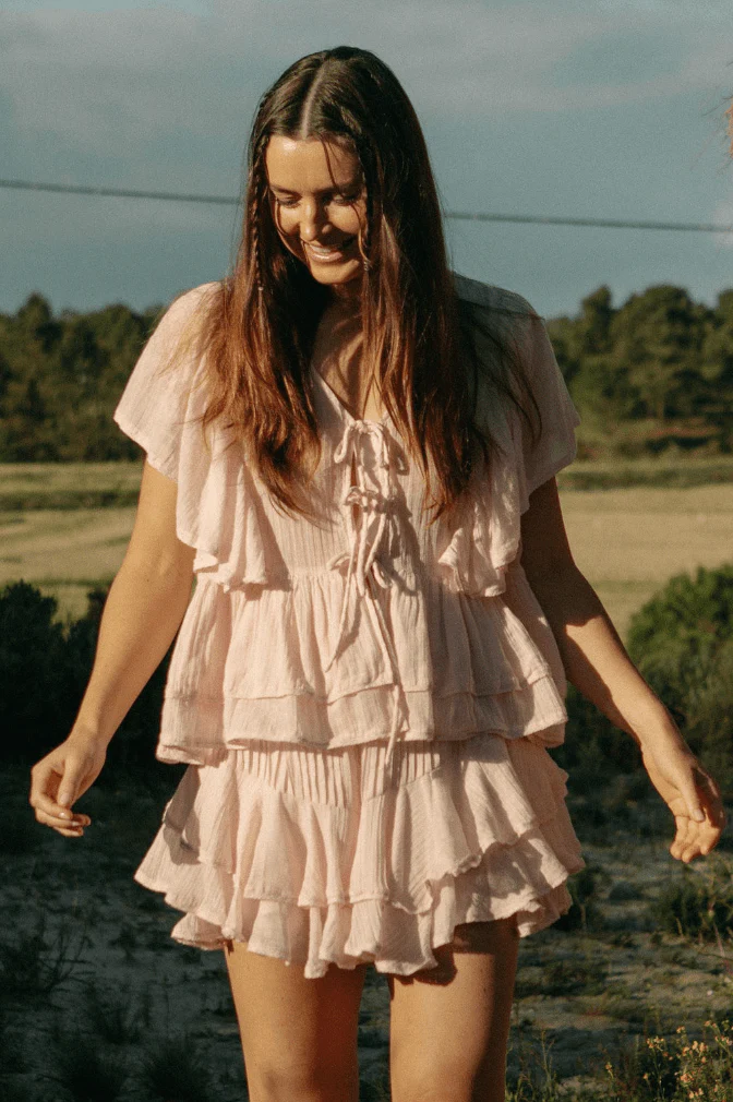 Bow Frill Top Light Pink - Image 13