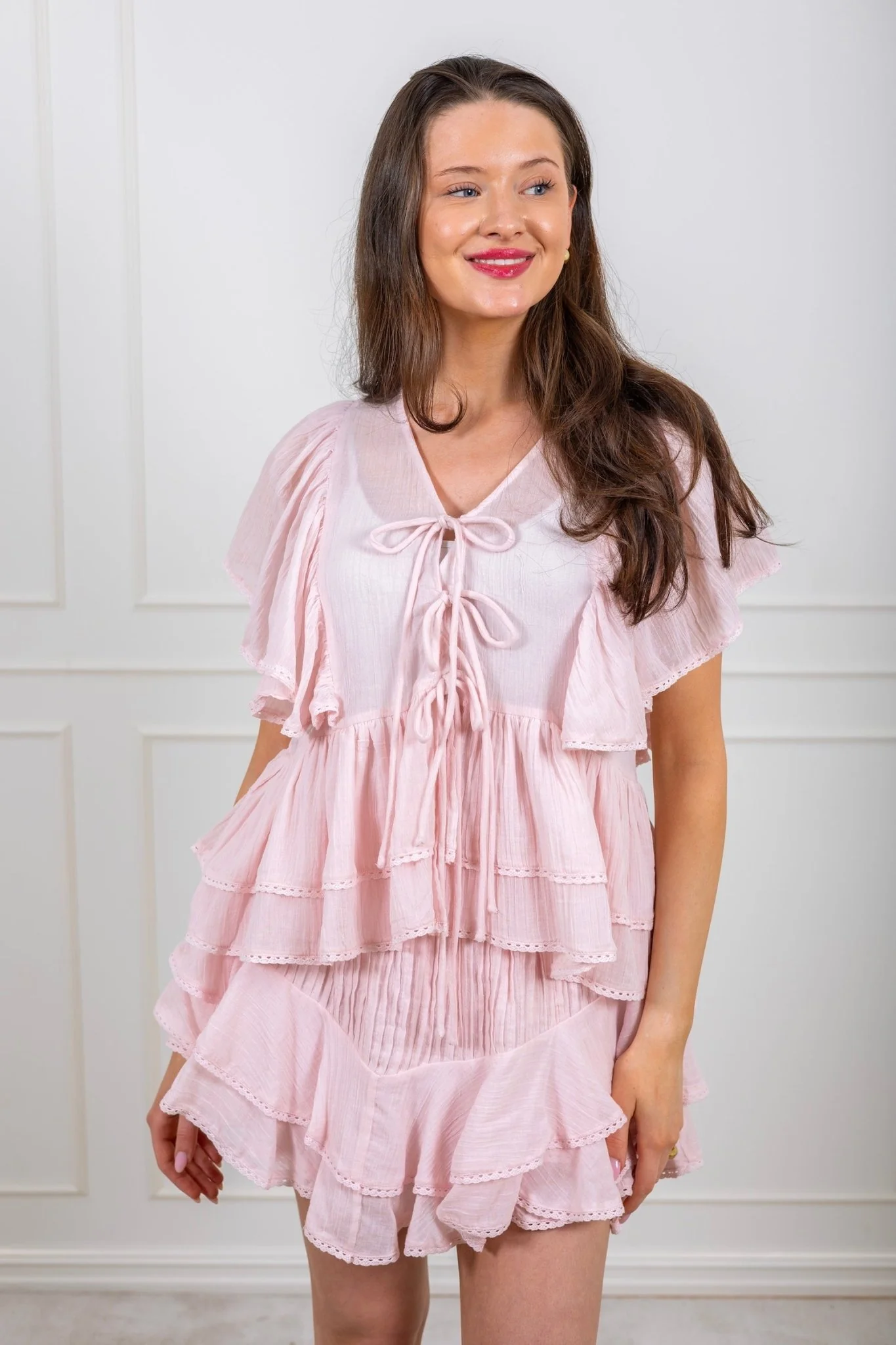 Bow Frill Top Light Pink - Image 4