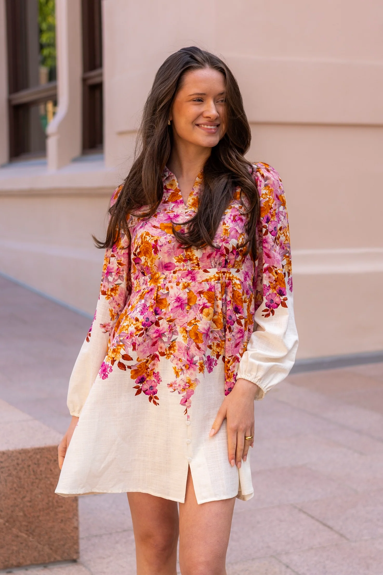 Cleo Ls Dress Birch Cleo Print