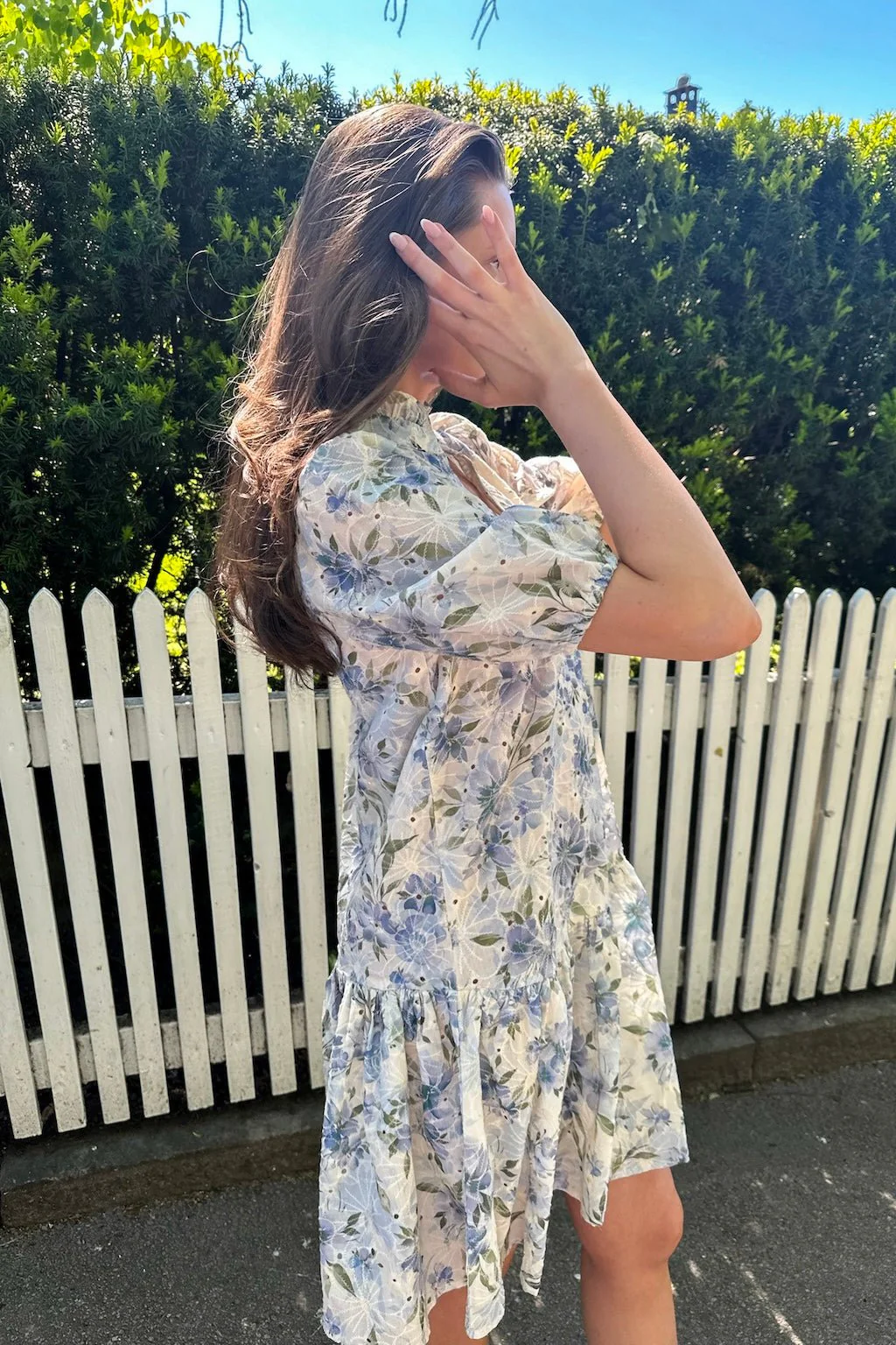 Grete S/S Dress White/Blue - Image 8