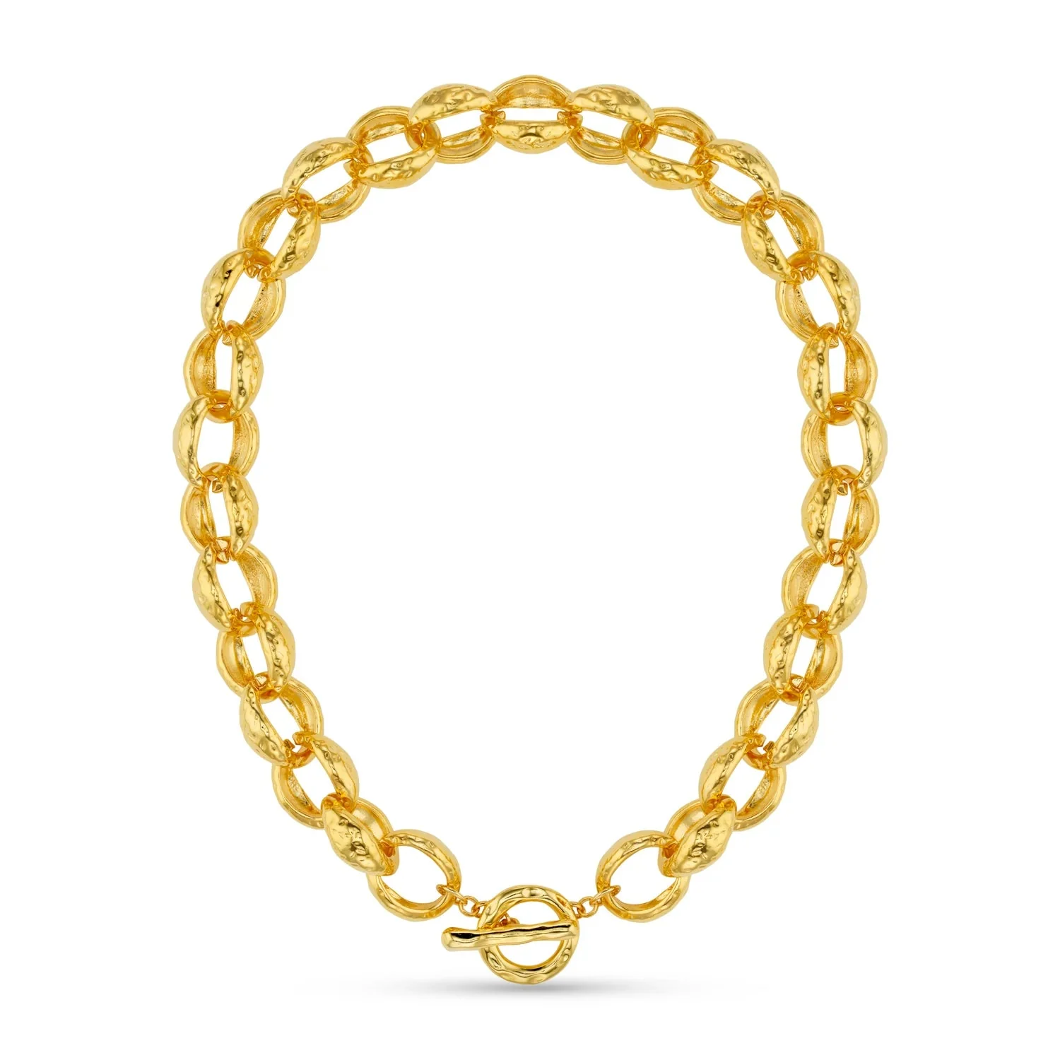 Textured Jumbo Link Necklace Pale Gold