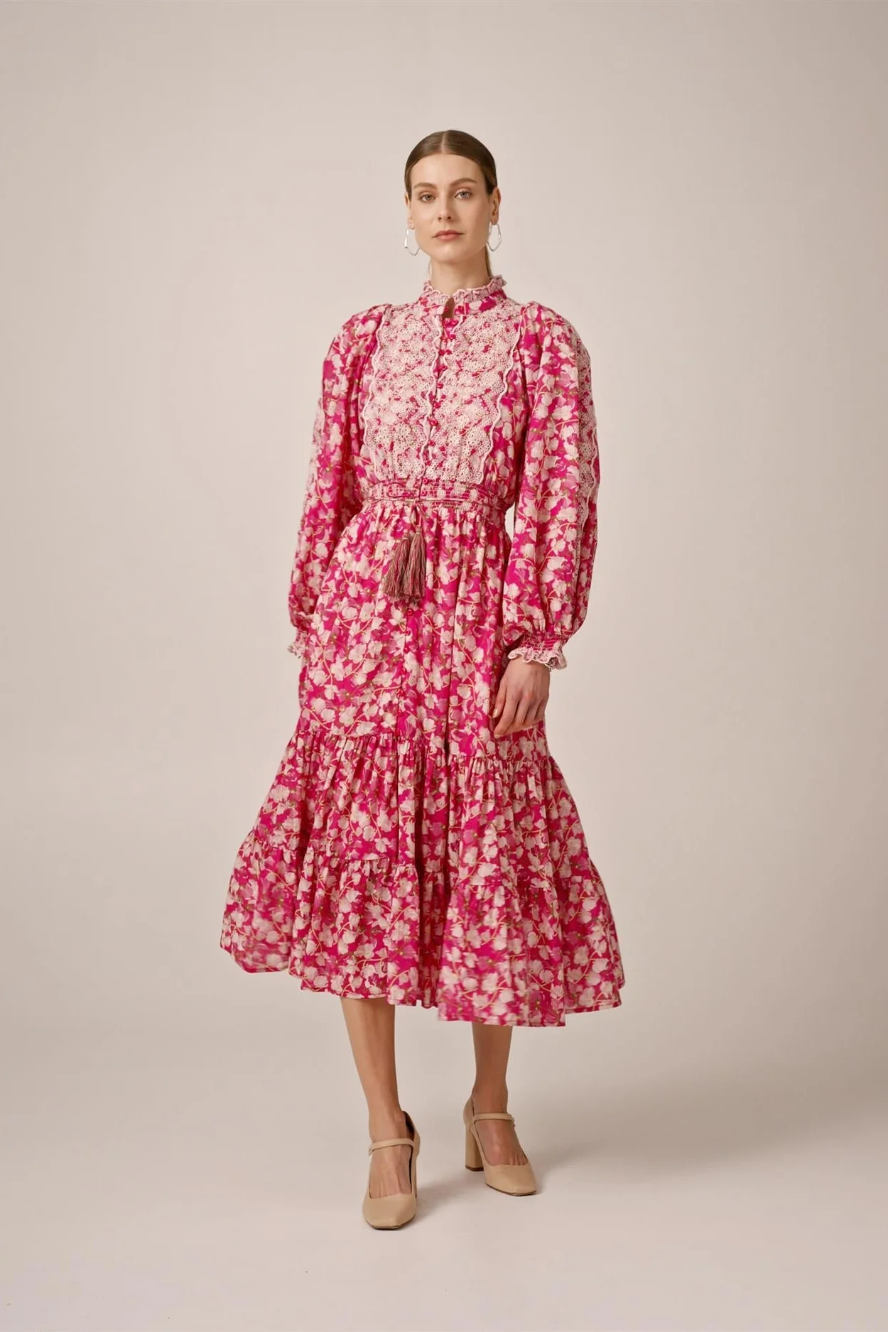 Cotton Slub Midi Dress Poppy Meadow - Image 10