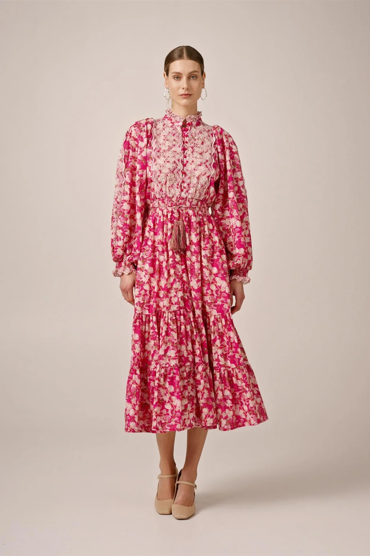 Cotton Slub Midi Dress Poppy Meadow - Image 11