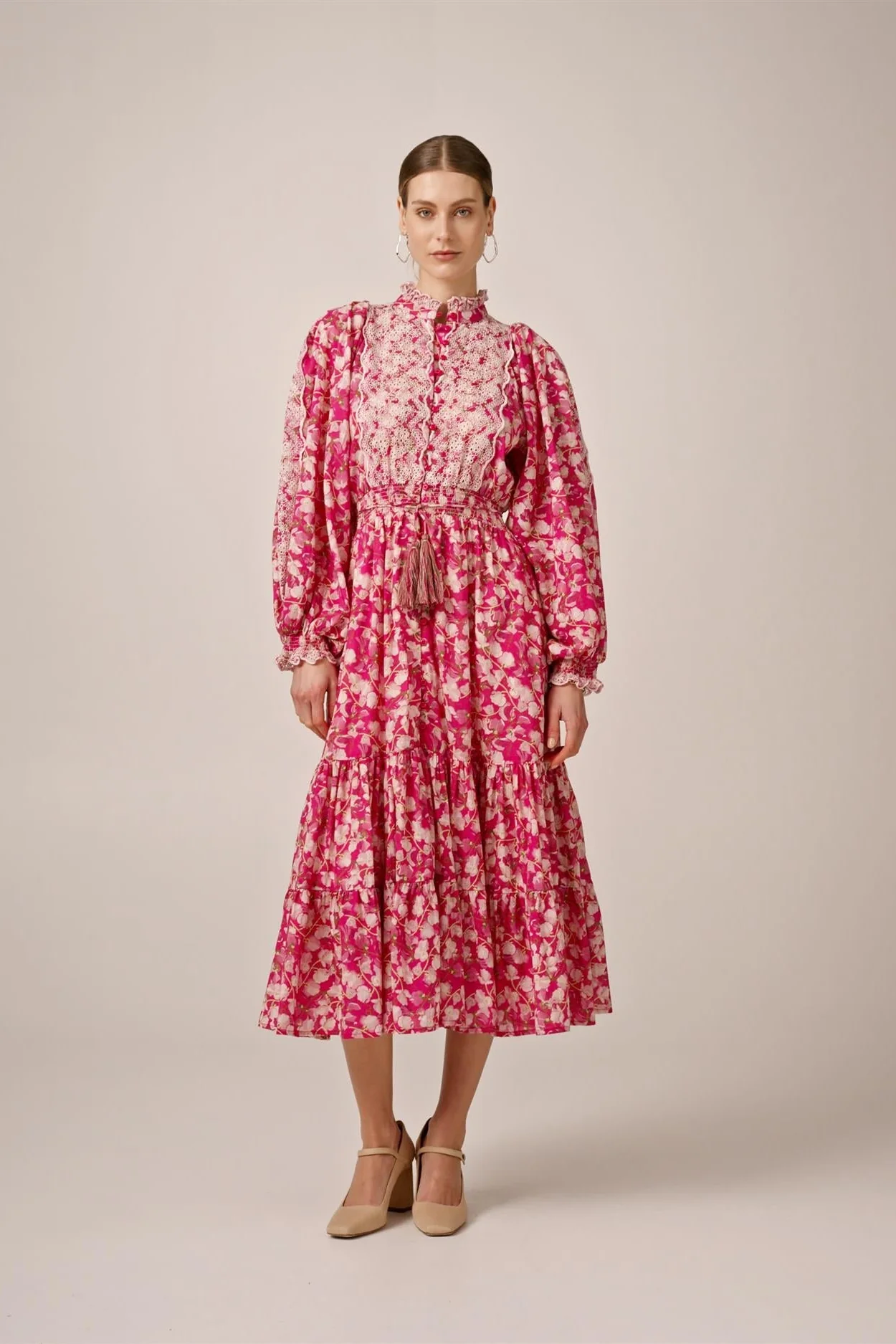 Cotton Slub Midi Dress Poppy Meadow - Image 5