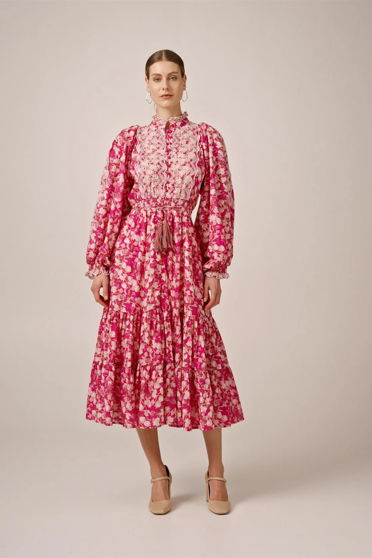 Cotton Slub Midi Dress Poppy Meadow - Image 6