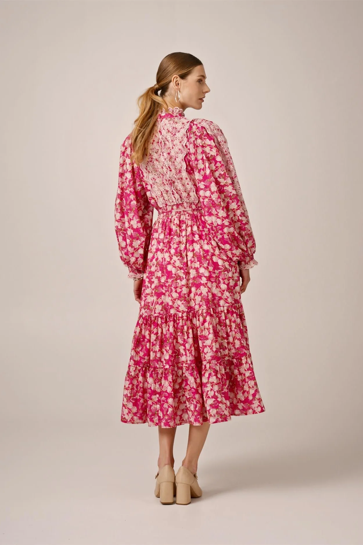 Cotton Slub Midi Dress Poppy Meadow - Image 9