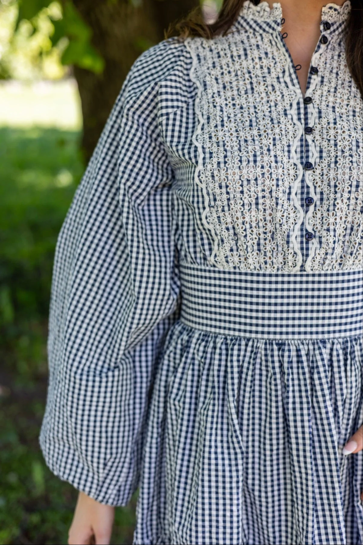Seersucker Mini Dress Navy Checks - Image 4