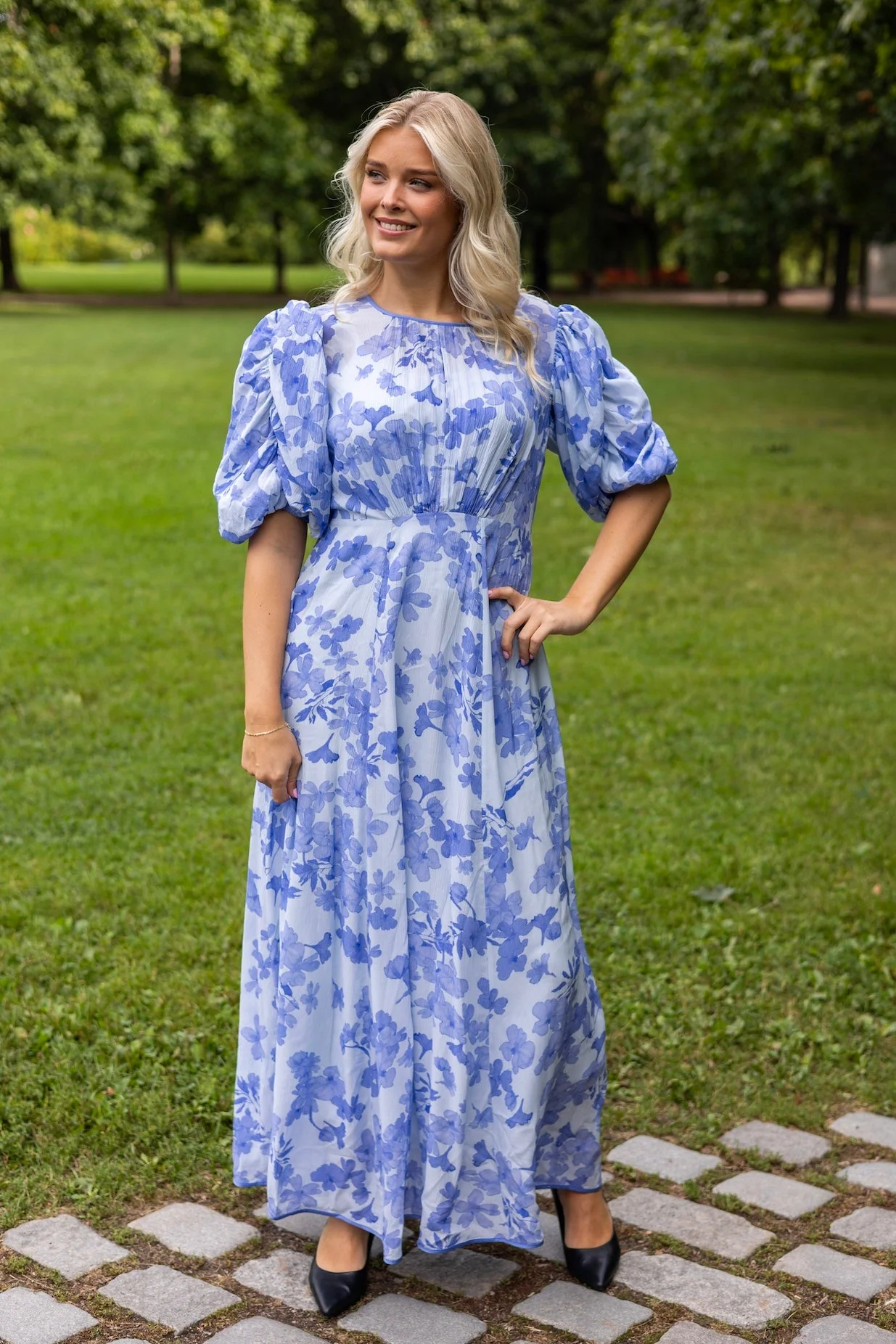 Chiffon Maxi Dress Skye Blue - Image 2