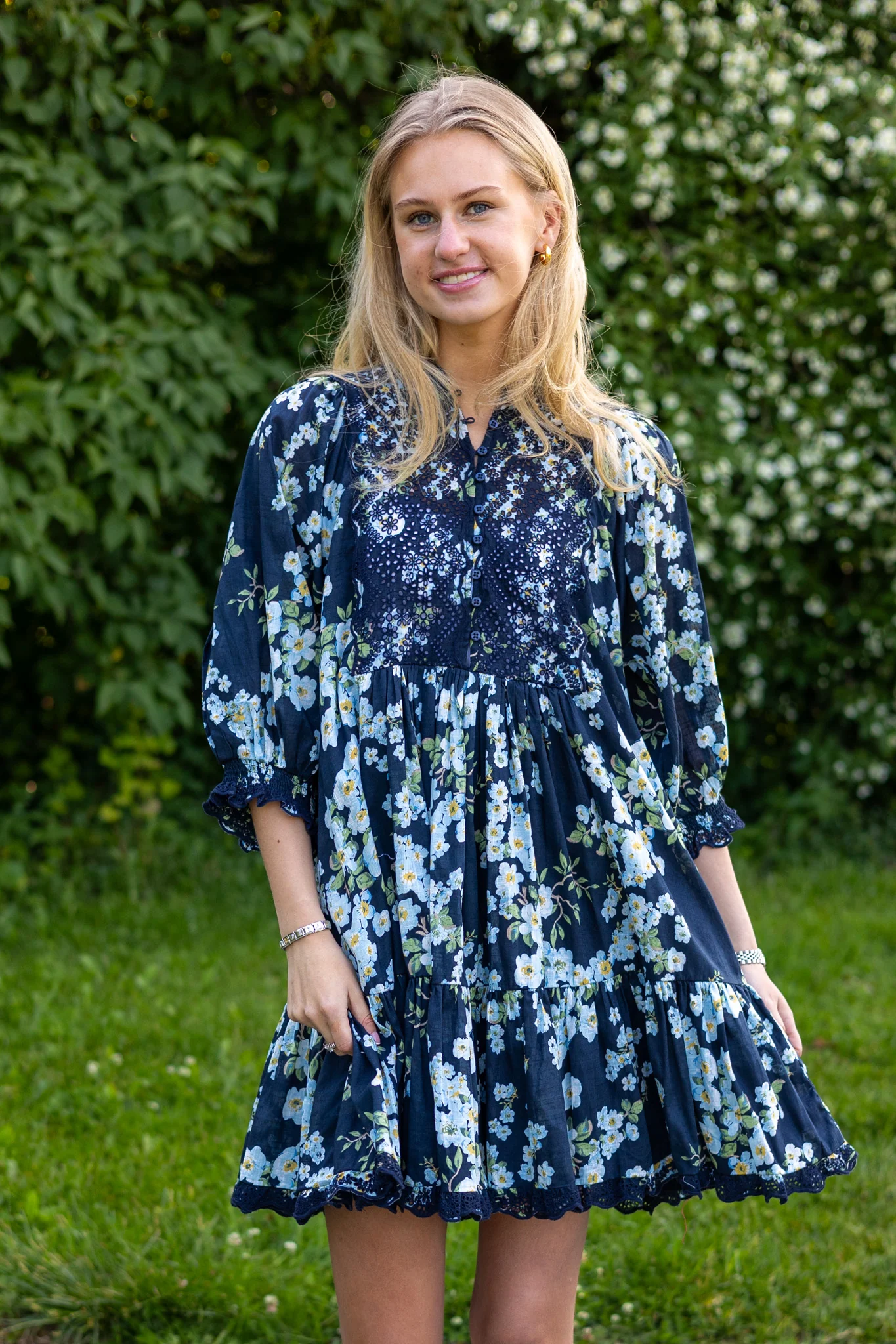 Cotton Slub Shift Dress Cherry Blossom
