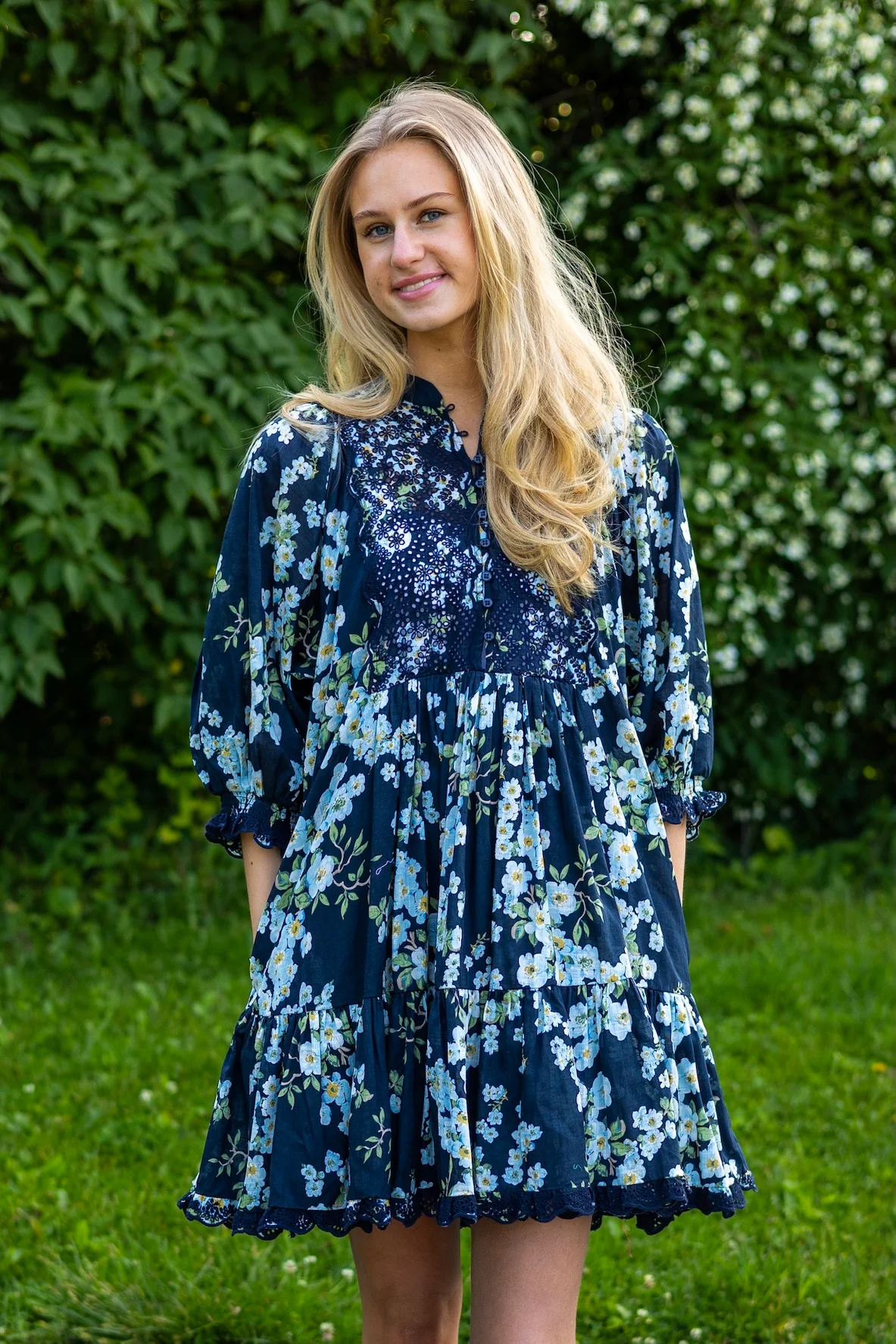Cotton Slub Shift Dress Cherry Blossom - Image 4