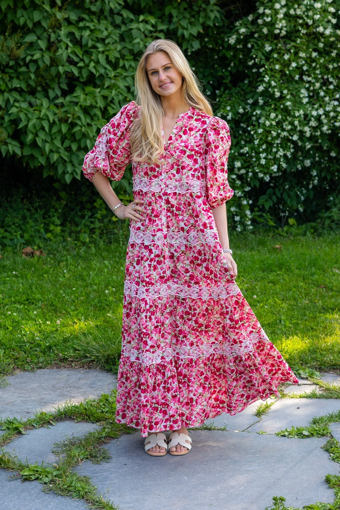 Cotton Slub Relaxed Dress Poppy Field - Image 2