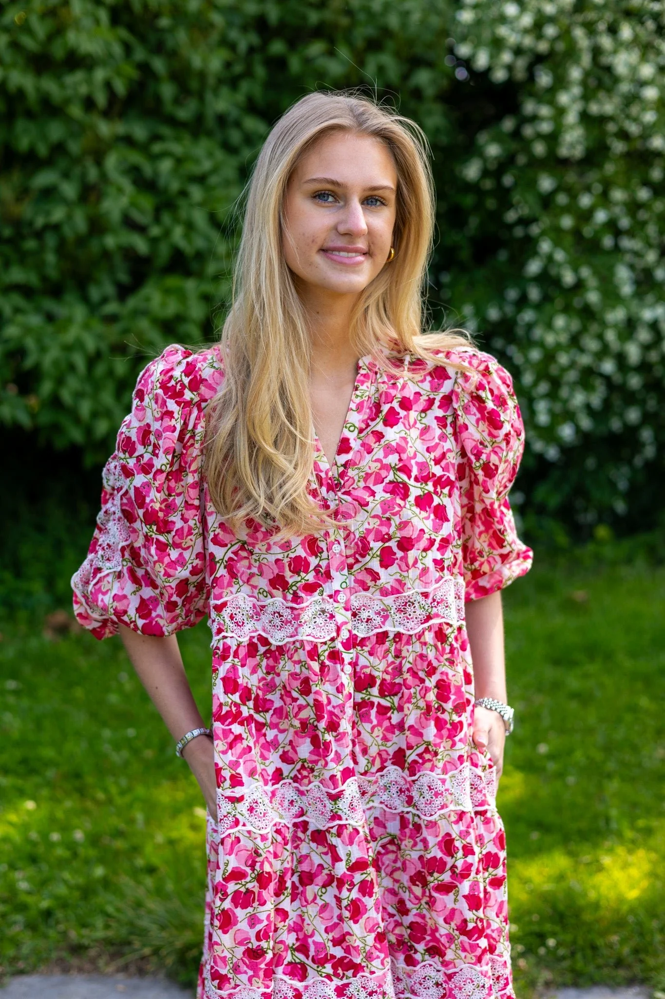 Cotton Slub Relaxed Dress Poppy Field - Image 3