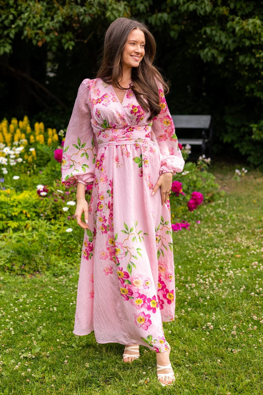 Viscose V-Neck Dress Cherry Blossom - Image 2