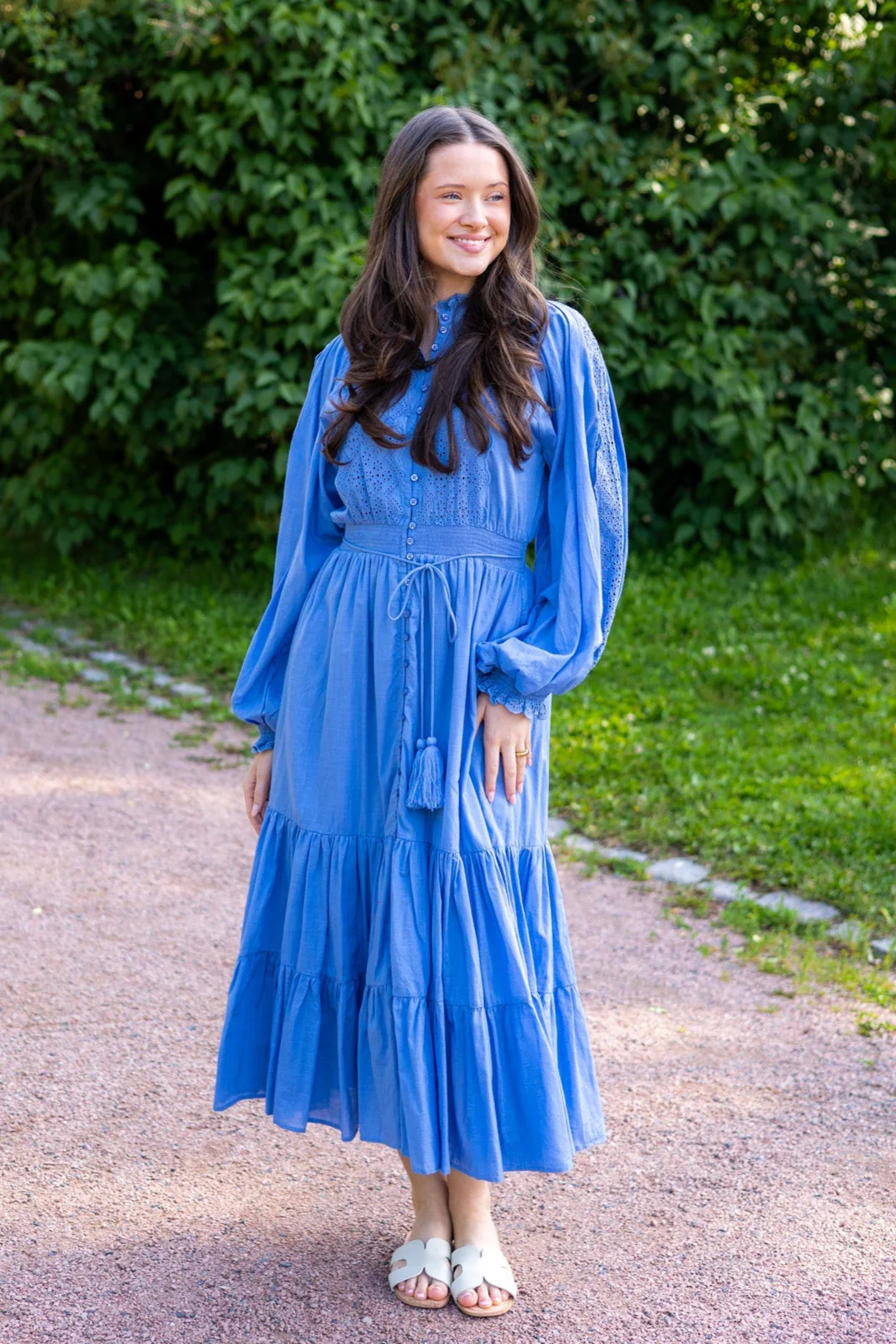 Cotton Slub Midi Dress Dusty Blue - Image 2