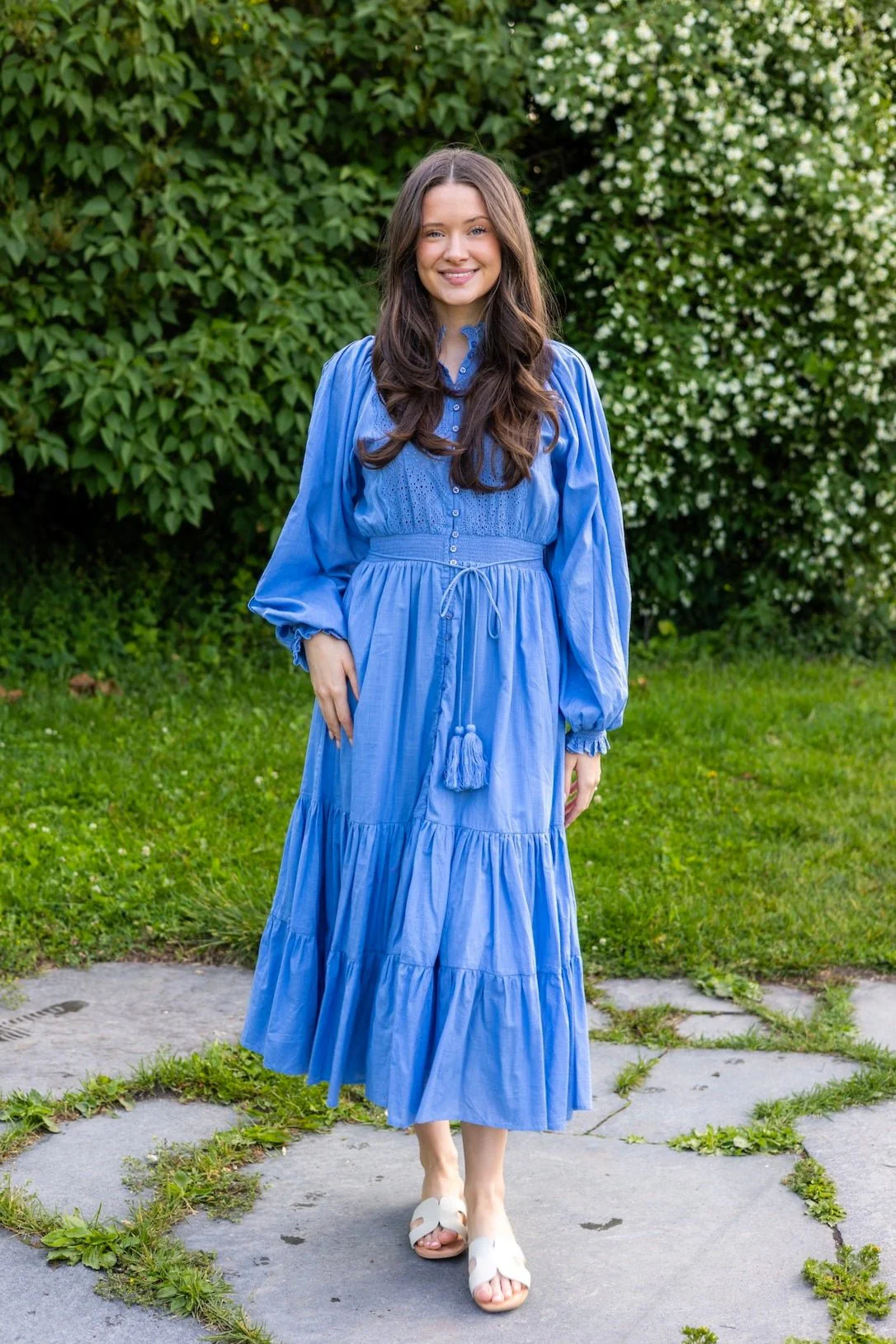Cotton Slub Midi Dress Dusty Blue - Image 4
