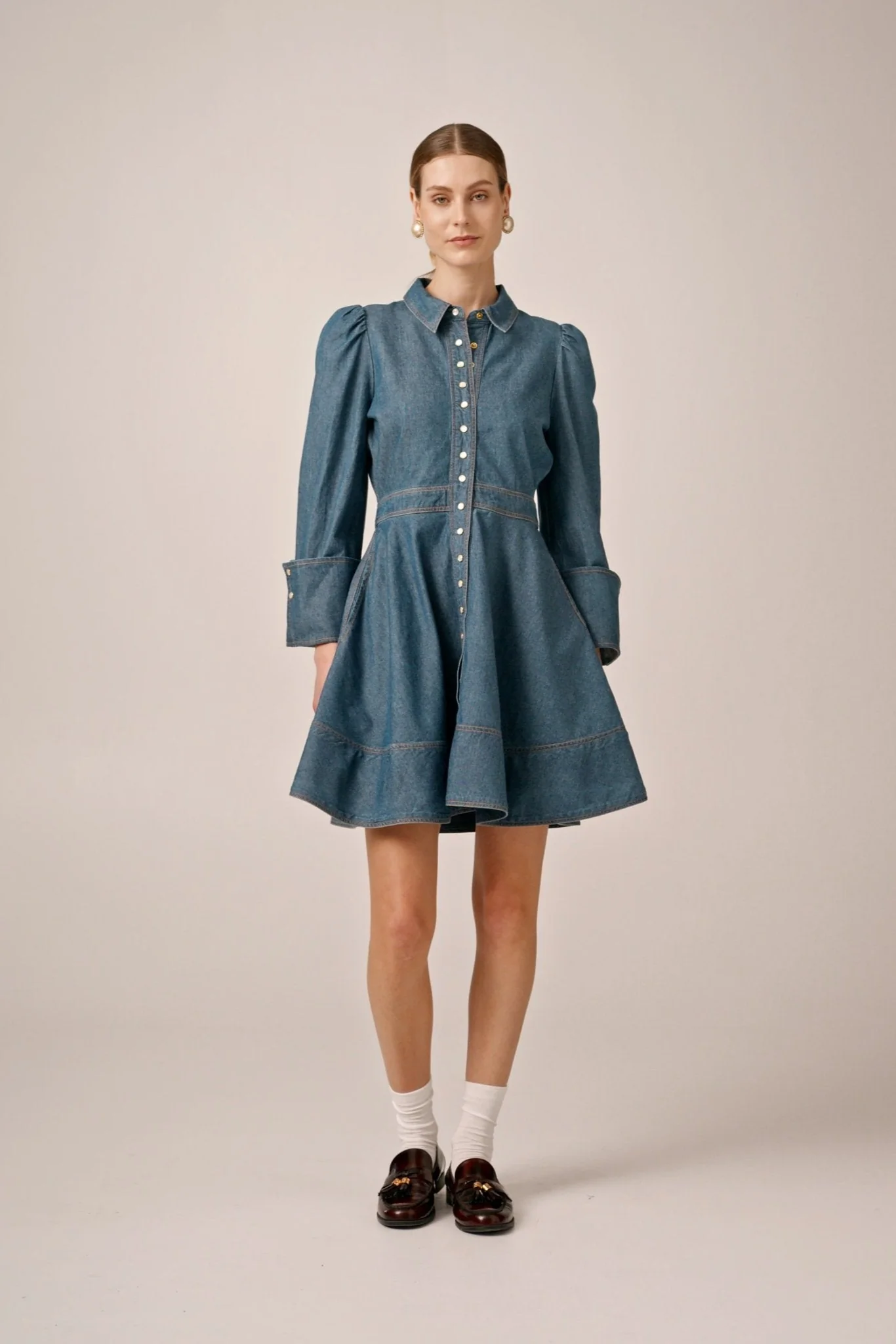 Denim Mini Dress French Blue - Image 11