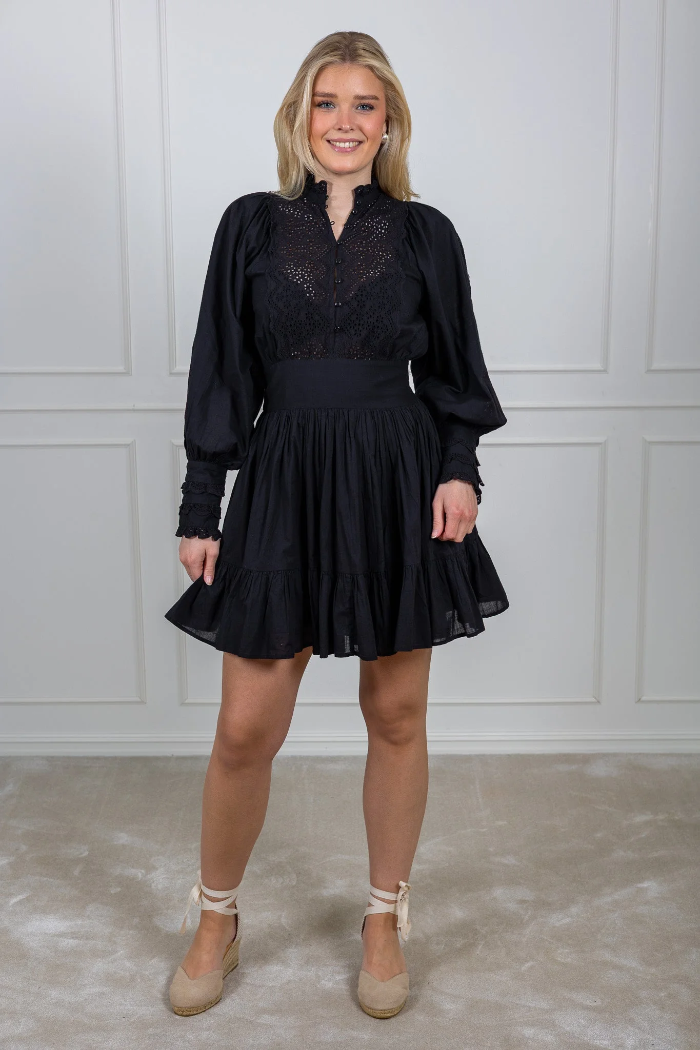 Cotton Slub Mini Dress Black - Image 5