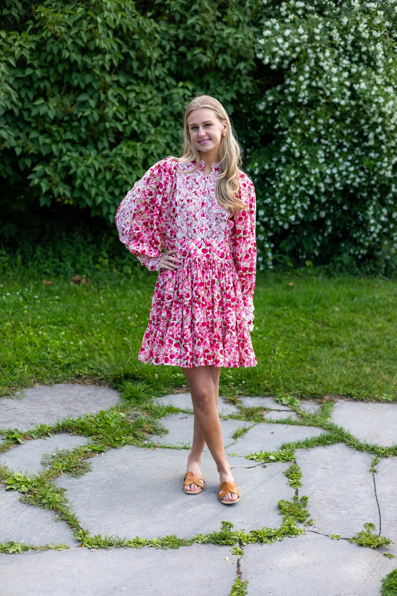 Cotton Slub Mini Dress Poppy Field - Image 2