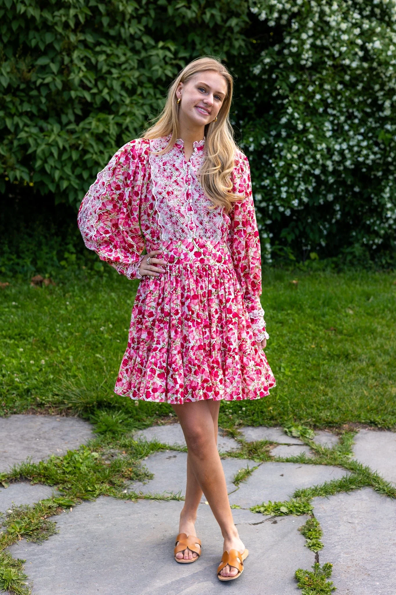 Cotton Slub Mini Dress Poppy Field - Image 3