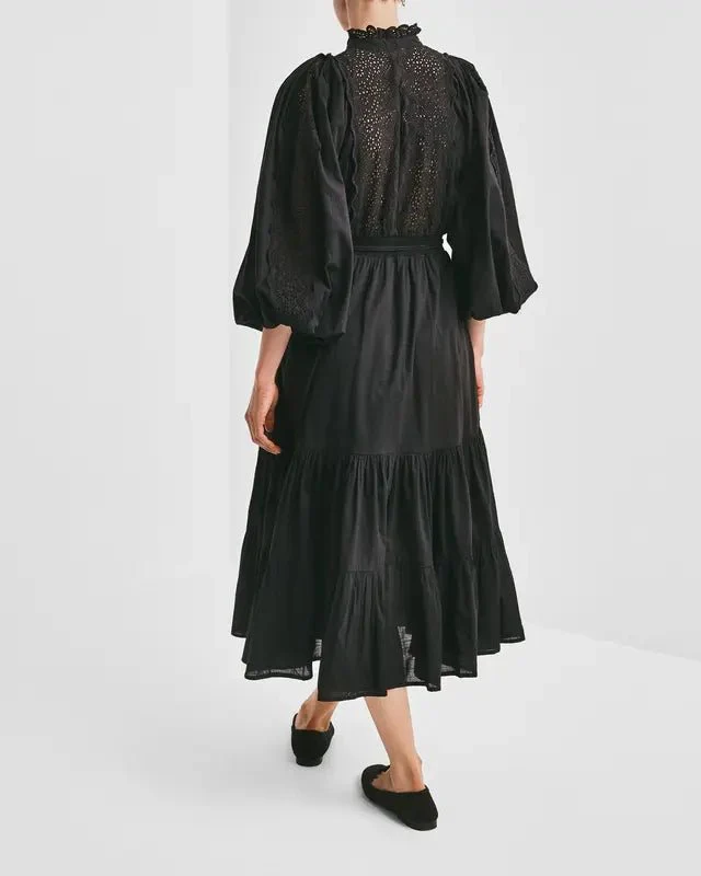 Cotton Slub Midi Dress Black - Image 9