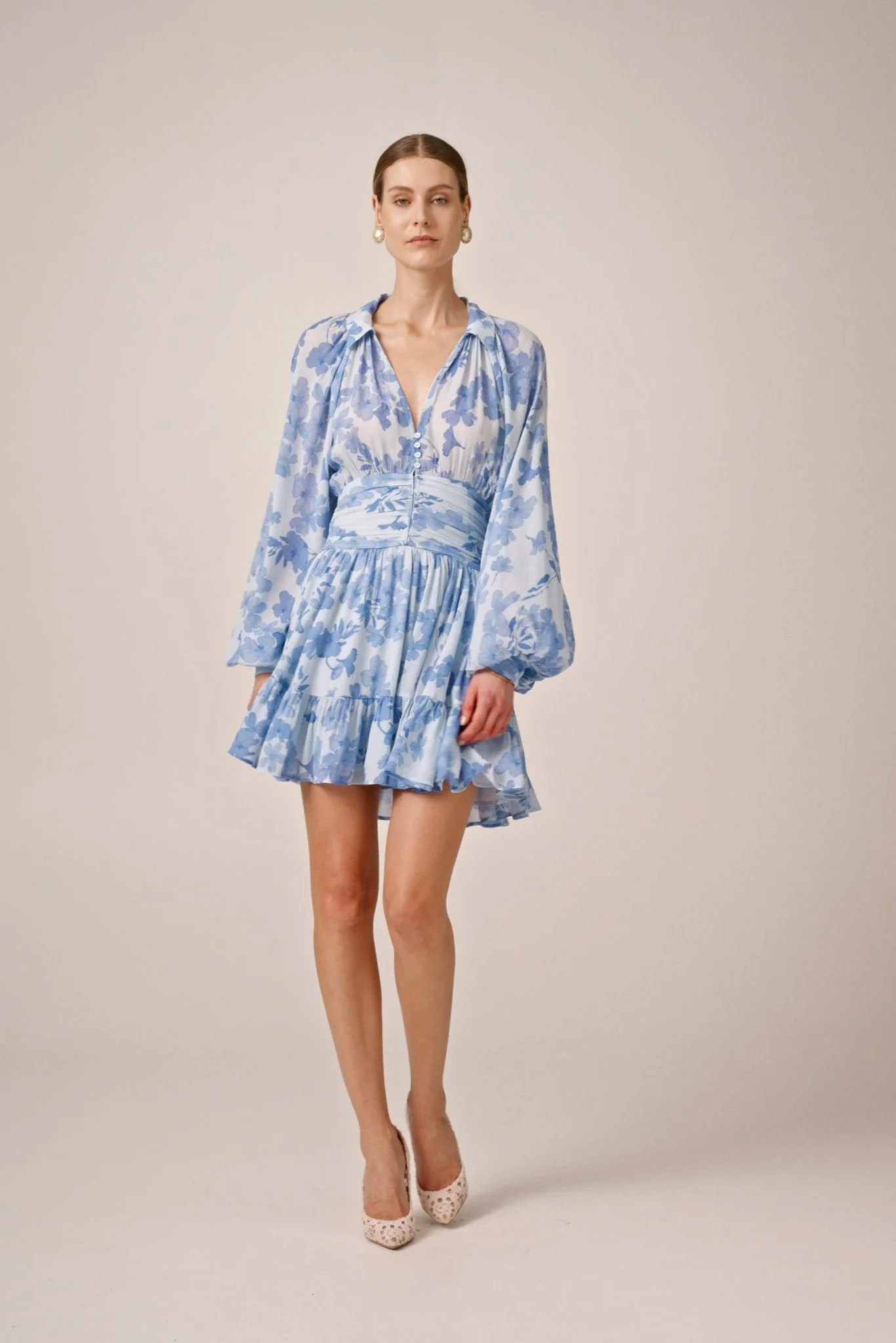 Chiffon Mini Dress Skye Blue - Image 13