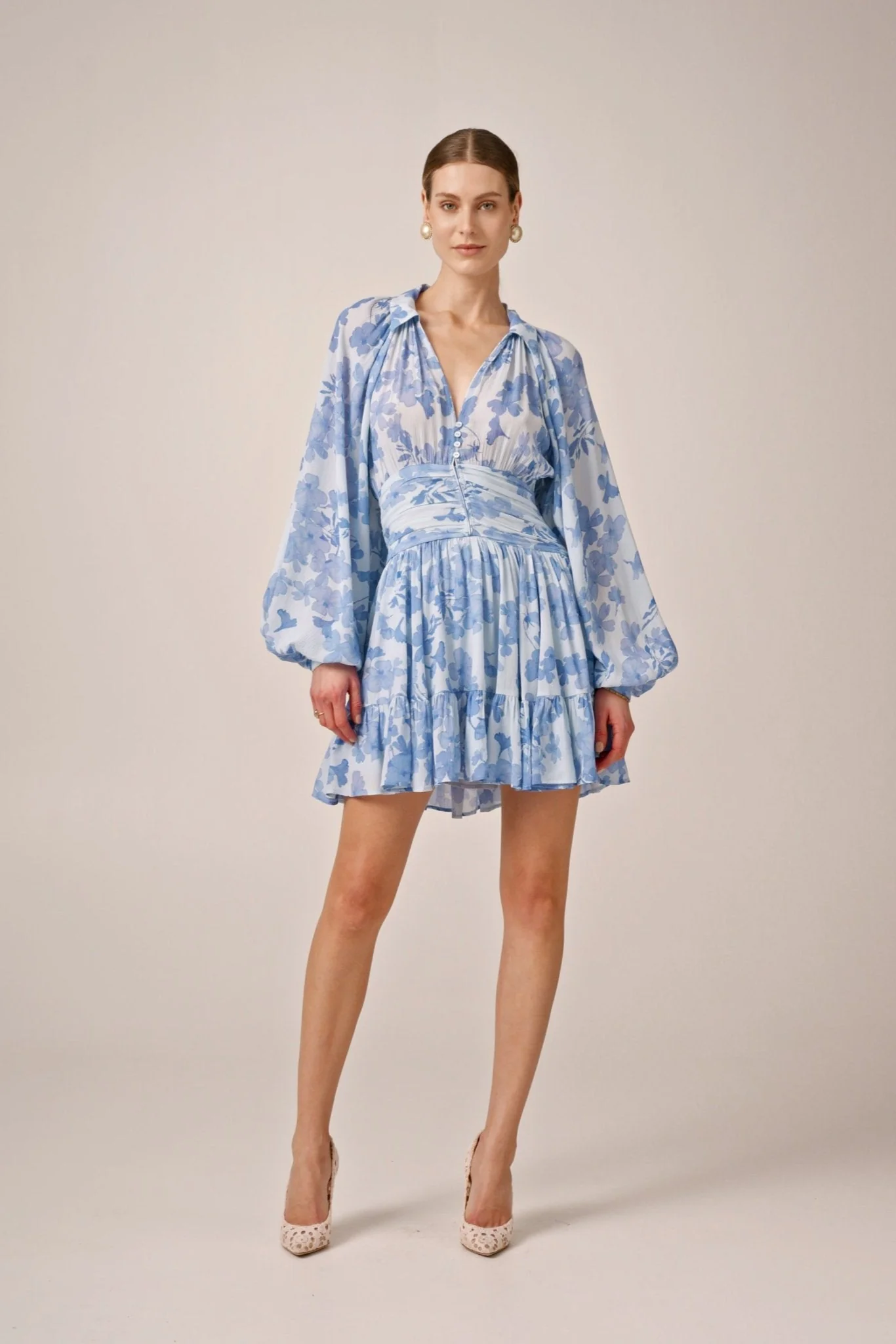Chiffon Mini Dress Skye Blue - Image 15