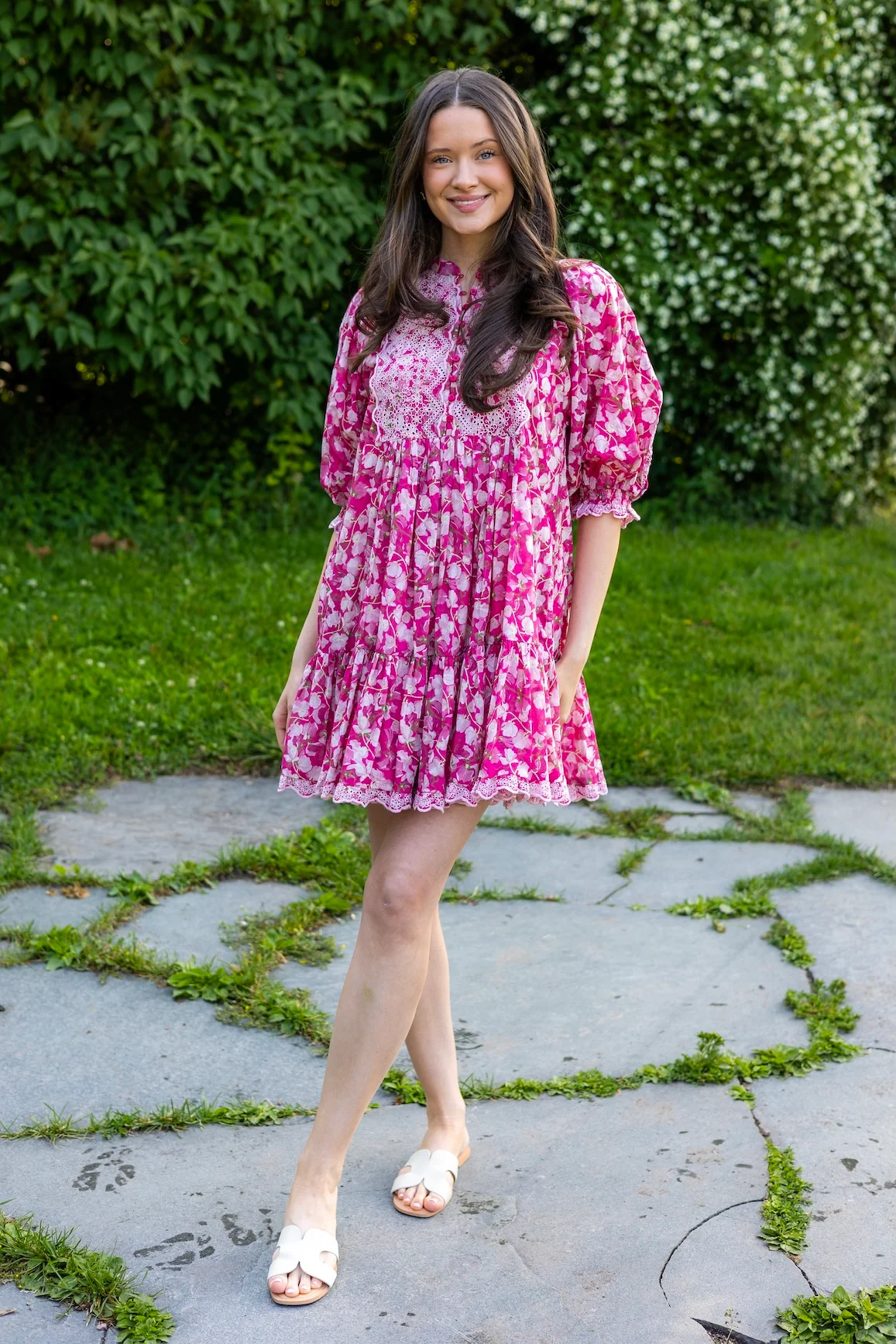 Cotton Slub Shift Dress Poppy Meadow - Image 3