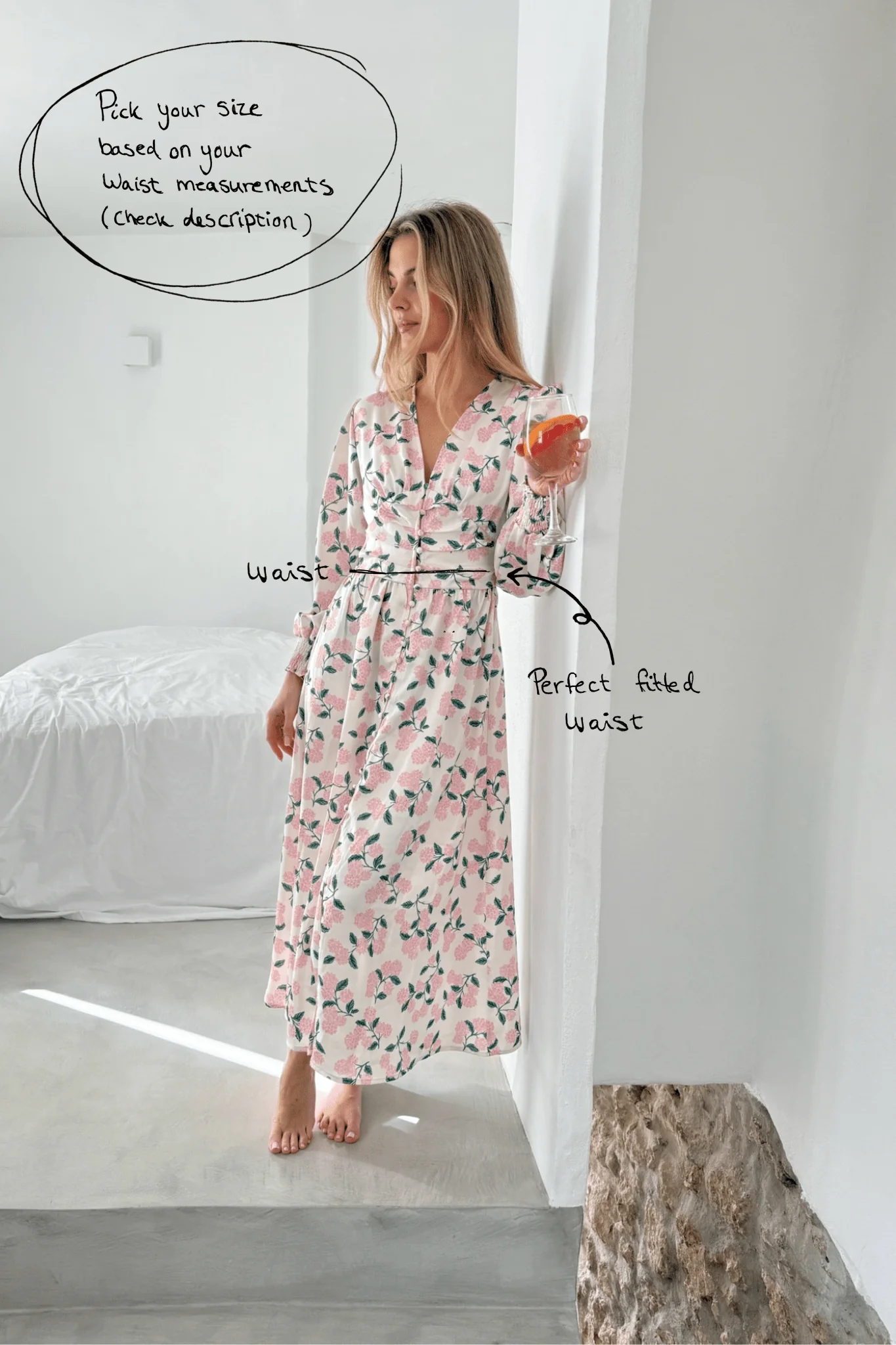 Adel Dress Pink Hydrangea Print - Image 3