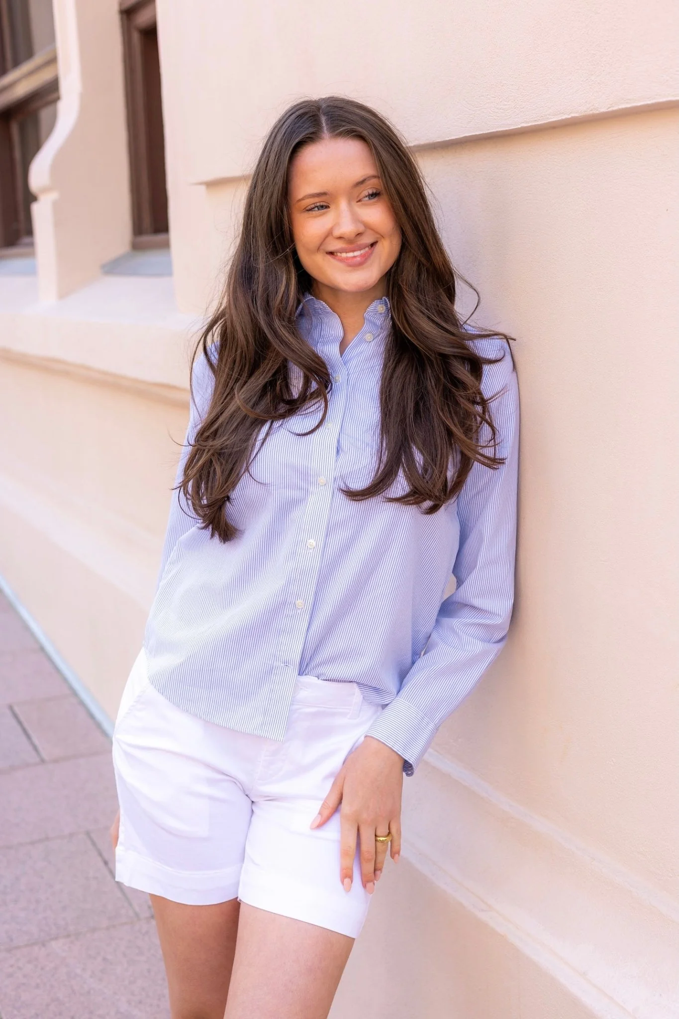 Regular Fit Classic Poplin Striped Shirt Perfect Blue