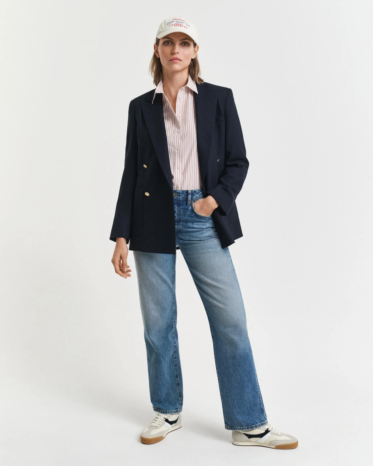 Regular Fit Classic Poplin Striped Shirt Salmon - Image 3