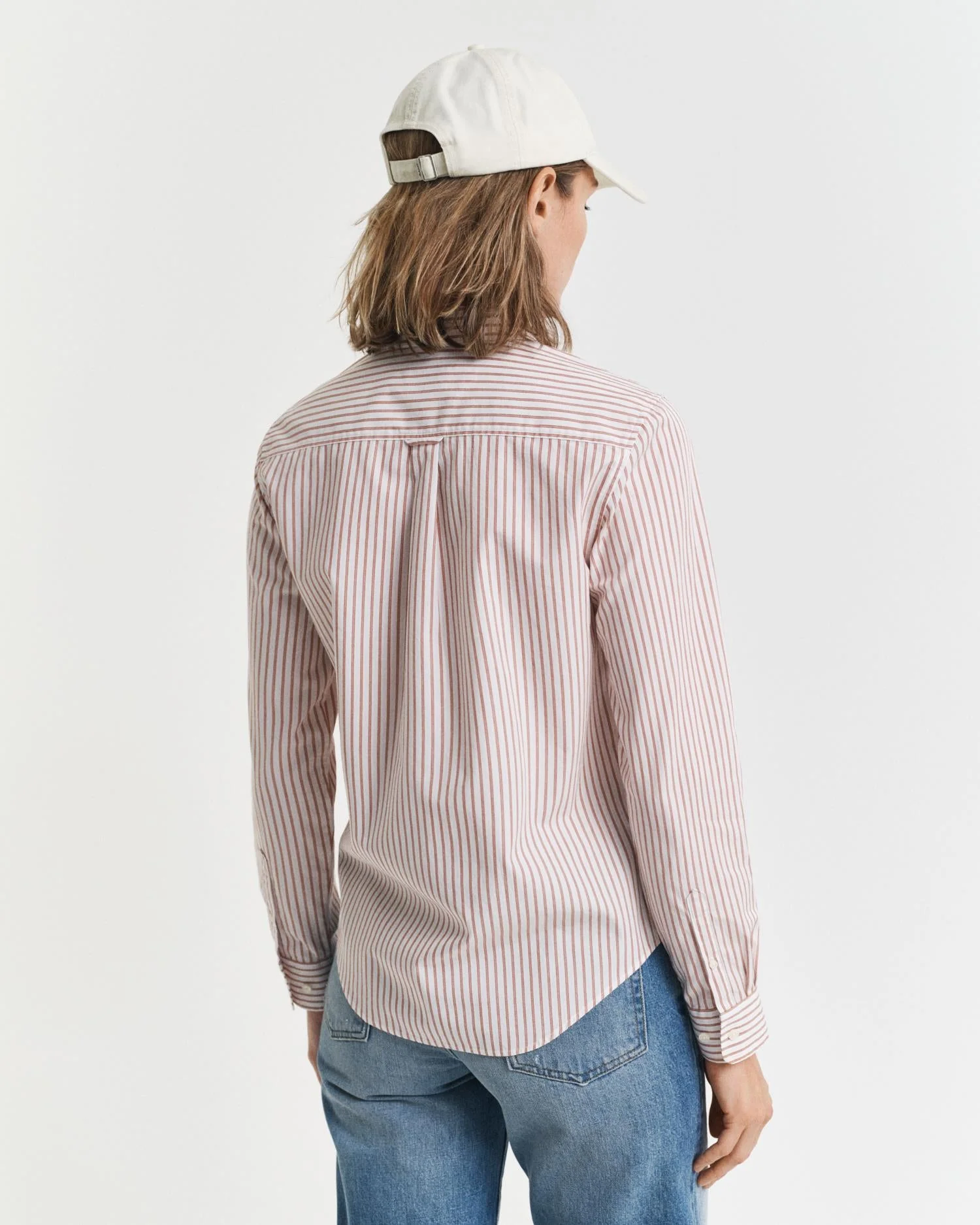 Regular Fit Classic Poplin Striped Shirt Salmon - Image 4
