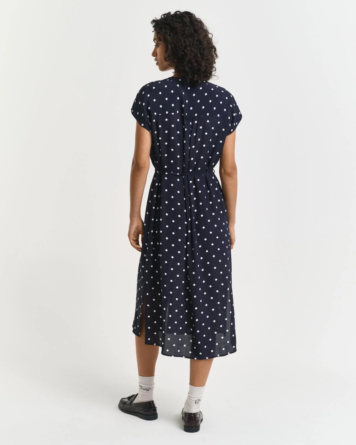 Dot Print Caftan Dress Evening Blue - Image 3